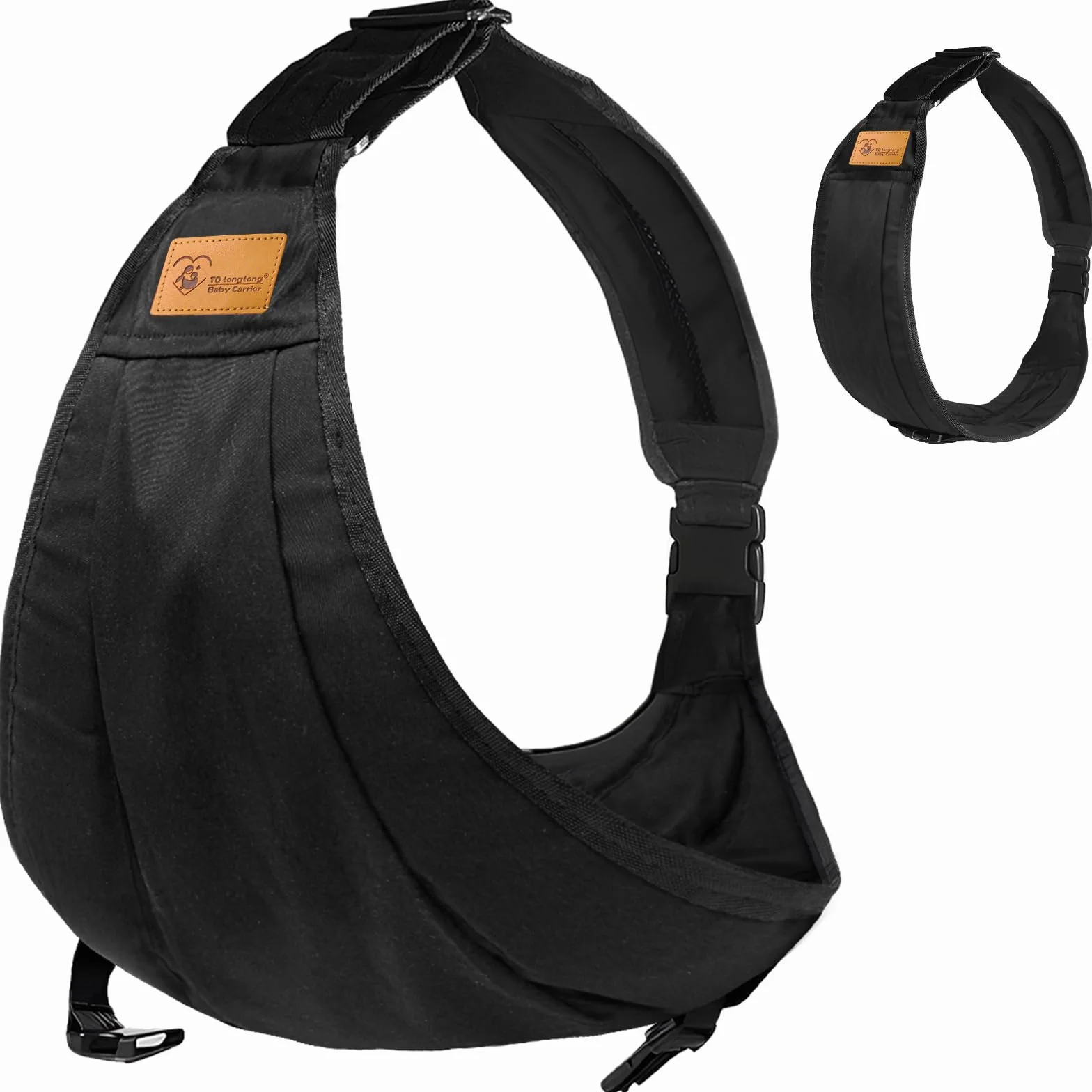 PortabebéS Ajustable, Fular Portabebe Lateral, Portabebés Ergonómico Portátil, Porta Bebes De 0 A 36 Meses, Carga MáXima: 25 Kg (Negro)