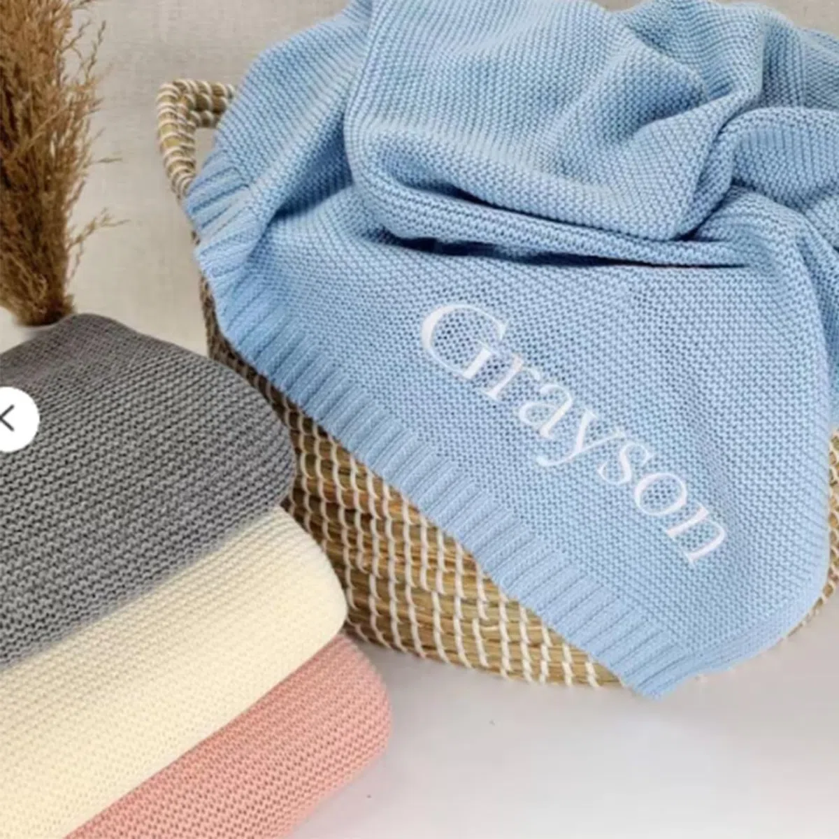 Mantas Personalizadas Con Nombre Bebe, Bordadas Mantas Bebes Recien Nacidos, Manta De Punto De Algodón Suave Y Transpirable, Regalo Personalizado Bebe