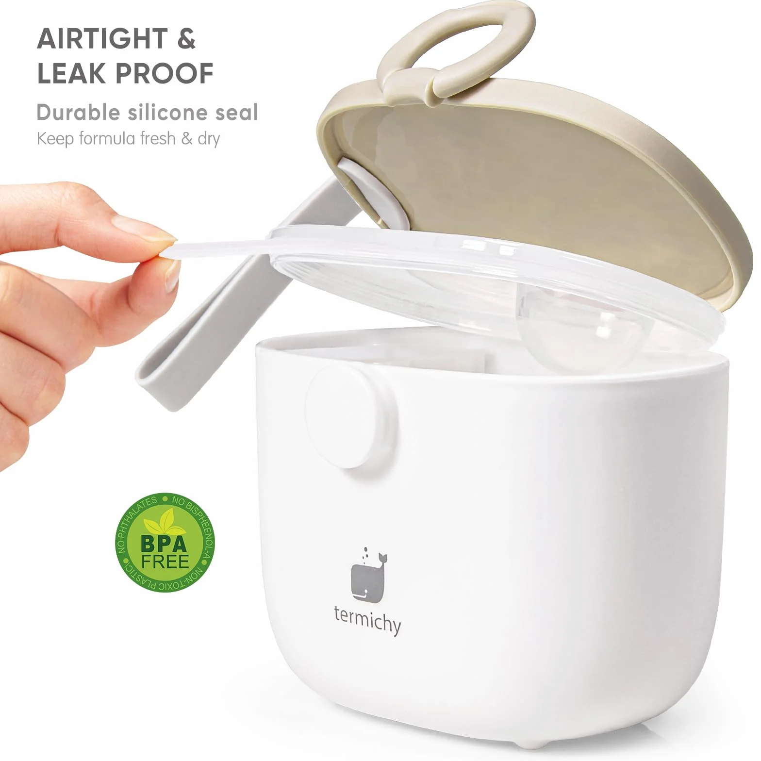 Termichy Porcionador de Leche en Polvo para Bebé, Dispensador de Leche en Polvo, 250g Contenedor Portátil Hermético para Leche en Polvo para Viaje, con Raspador y Cuchara (Caqui,1 Pieza)