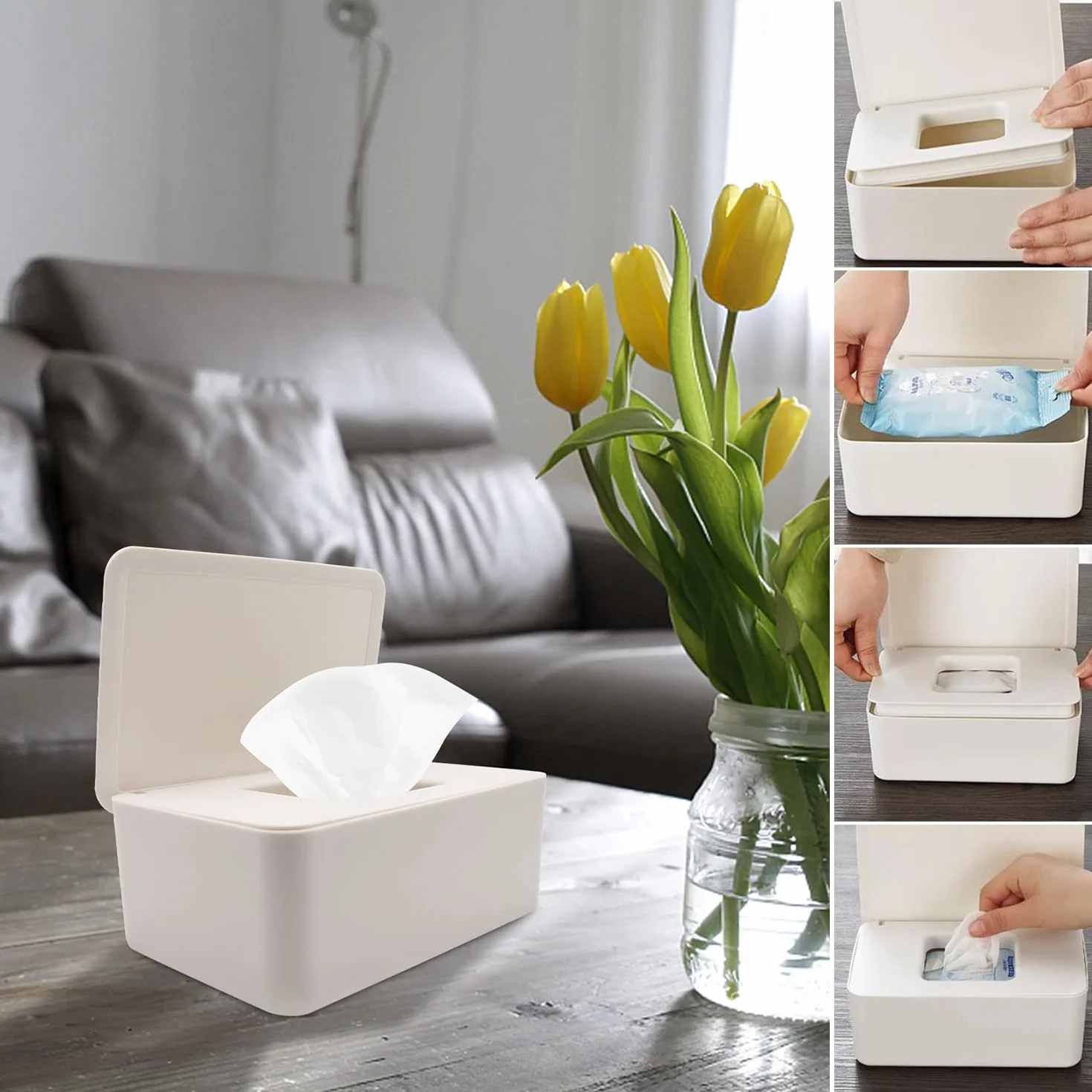Aohcae Dispensador Toallitas Bebe, Caja Toallitas Humedas Caja Toallitas Bebe Portatoallitas Niño Baby Wipes Dispenser se Puede Usar para Almacenar Toallitas Húmedas Toallas de Papel Máscaras Juguetes