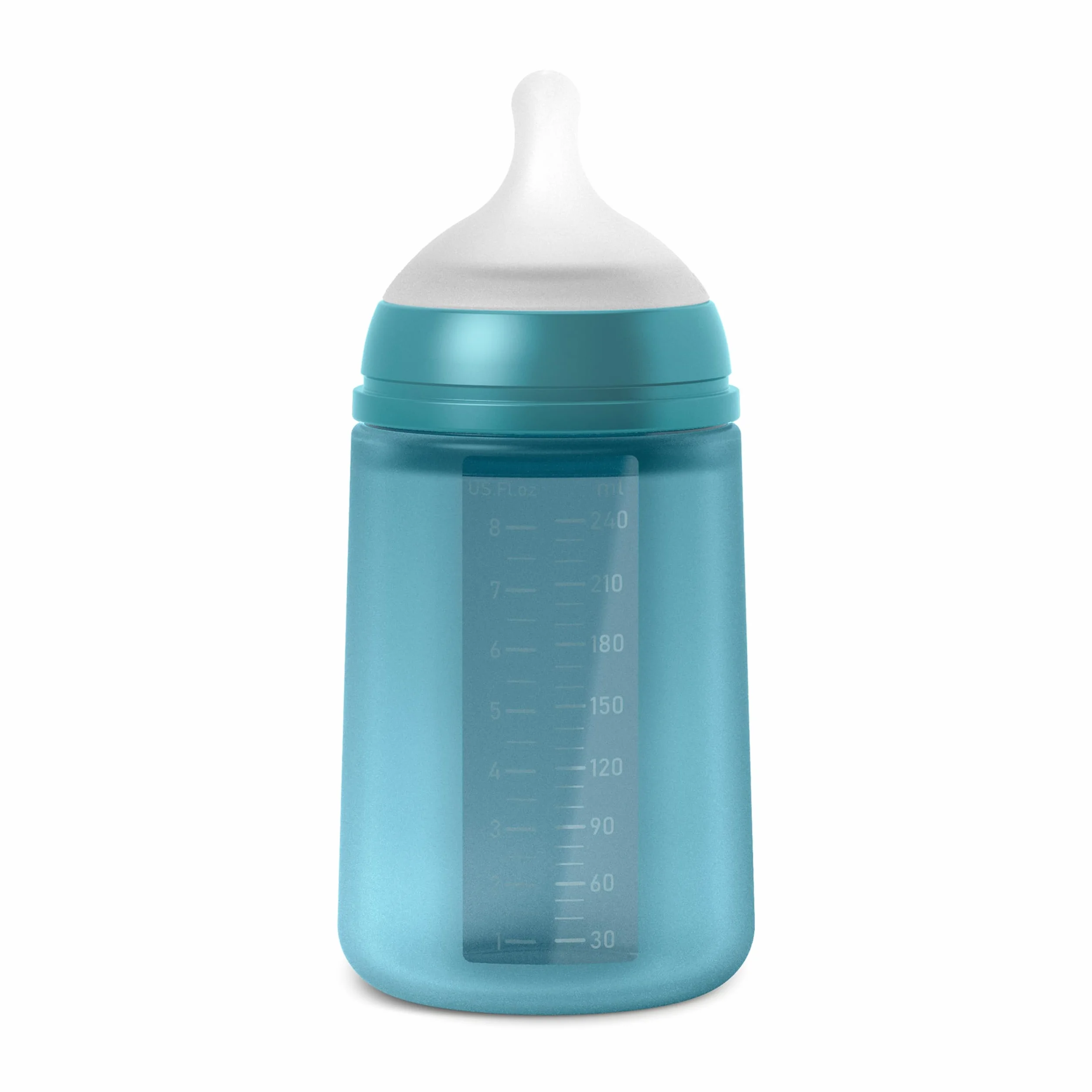 Suavinex, Biberón con Botella de Silicona de 240 ml, con Tetina Fisiológica SX Pro de Silicona, con válvula Anticólico, Biberón de Flujo Medio (M). Para Bebés +3 Meses. Colour Essence, Deep Ocean