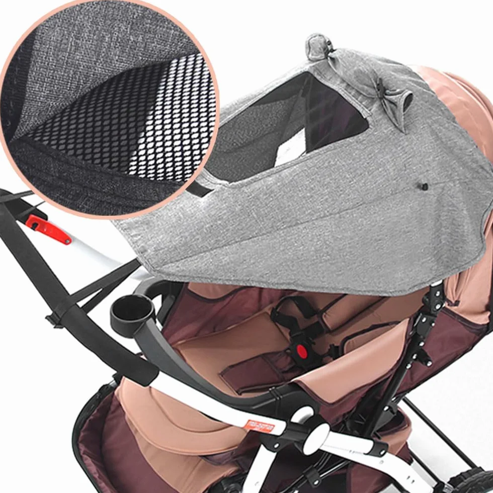 Sombrilla universal para niñera con protección UV 50+, asiento para bebé, impermeable, ventana y visera