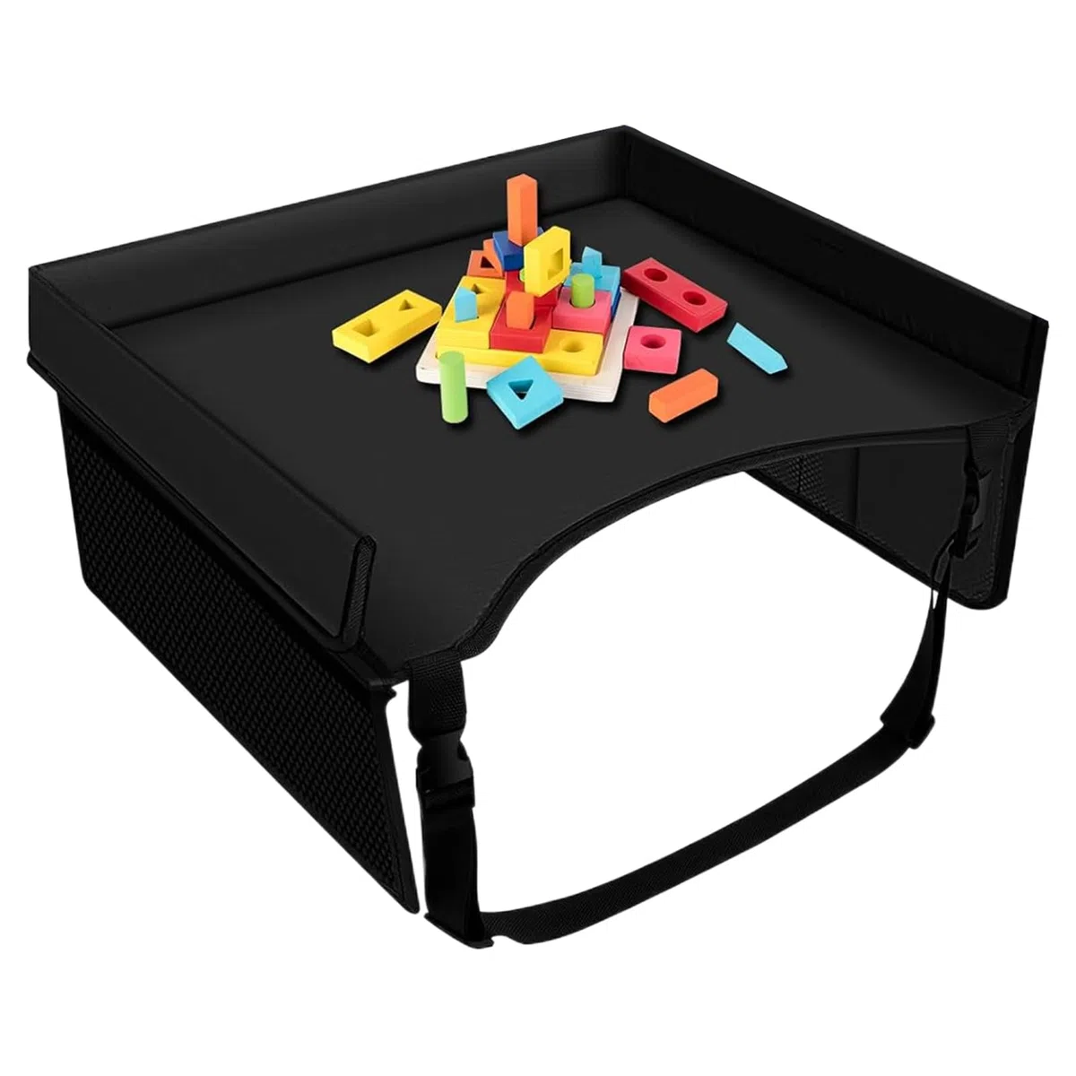 Bandeja de asiento de coche genérica, bandeja de asiento de coche para bebé, mesa de viaje plegable | Organización indispensable con correas ajustables para comidas portátil Actividades