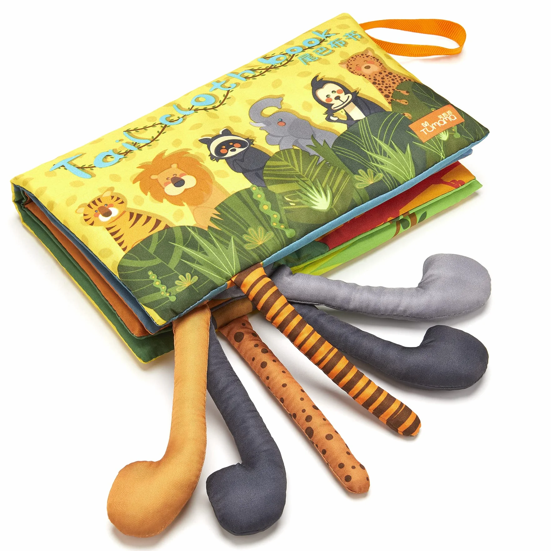 TUMAMA Libros de Tela, Juguetes de Libros Sensoriales Suaves Colas de Selva en 3D, [Lavable a Máquina] Libro de Baño Aprendizaje Temprano 0-3-6-9-12-18M