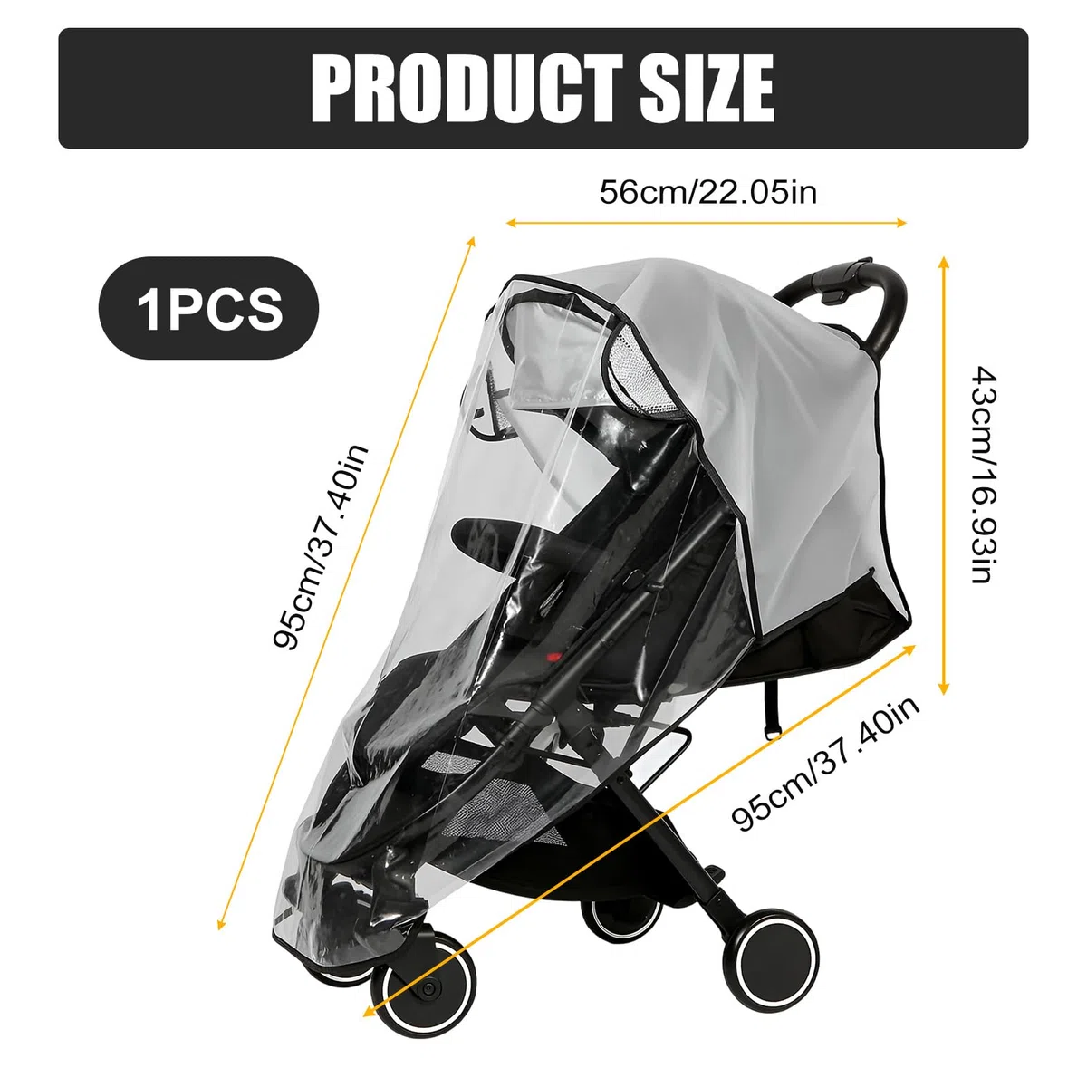 Plastico Lluvia Silla Paseo Universal,Plástico Lluvia Silla Paseo Universal,Material Ecológico de PVC Transparente y Sin Rayar - Protector Impermeable Transpirable para Lluvia, Viento