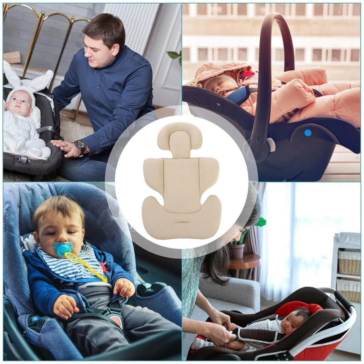 Cojín para Cochecito de bebé, cojín para Asiento de Coche para recién Nacido | Cojín Extra Suave para Asiento de Coche,Inserto de para el Cuello de la Cabeza, Soporte Corporal para