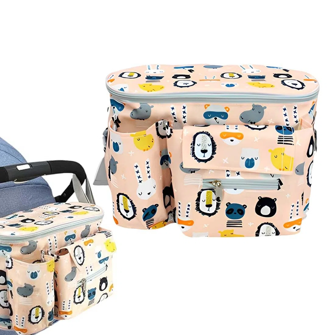 Bolsa universal para cochecito de bebé - Bolsa de gran capacidad para cochecito y carrito de bebé, bolso multifuncional para cambiar pañales - Práctico bolso para cochecito.