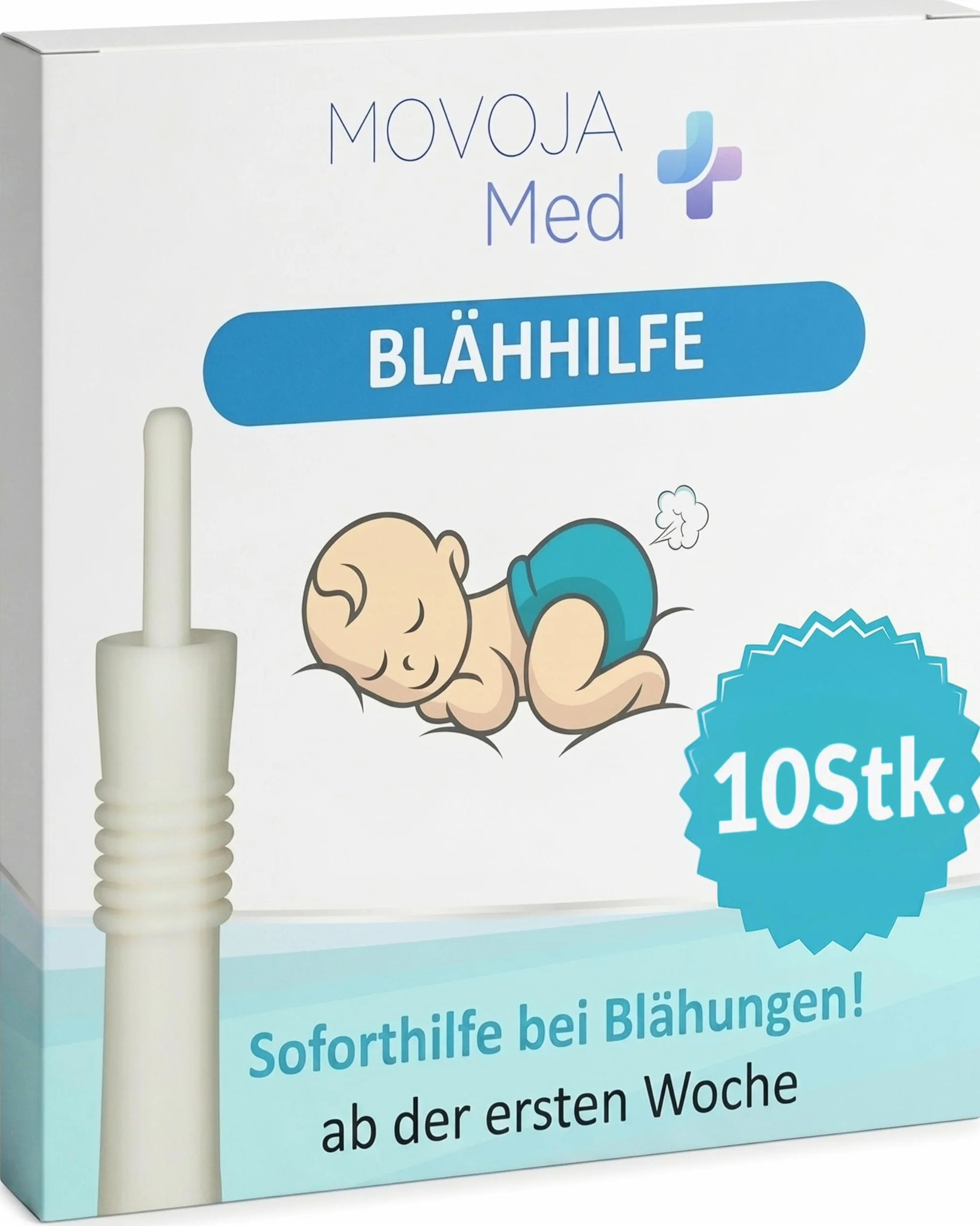 MED 10 Unidades Tubo para Gases para Bebés – Ayuda eficaz para Bebés con gases | Sin Medicamentos | Catéter desechable Remedio suave para el cólico infantil