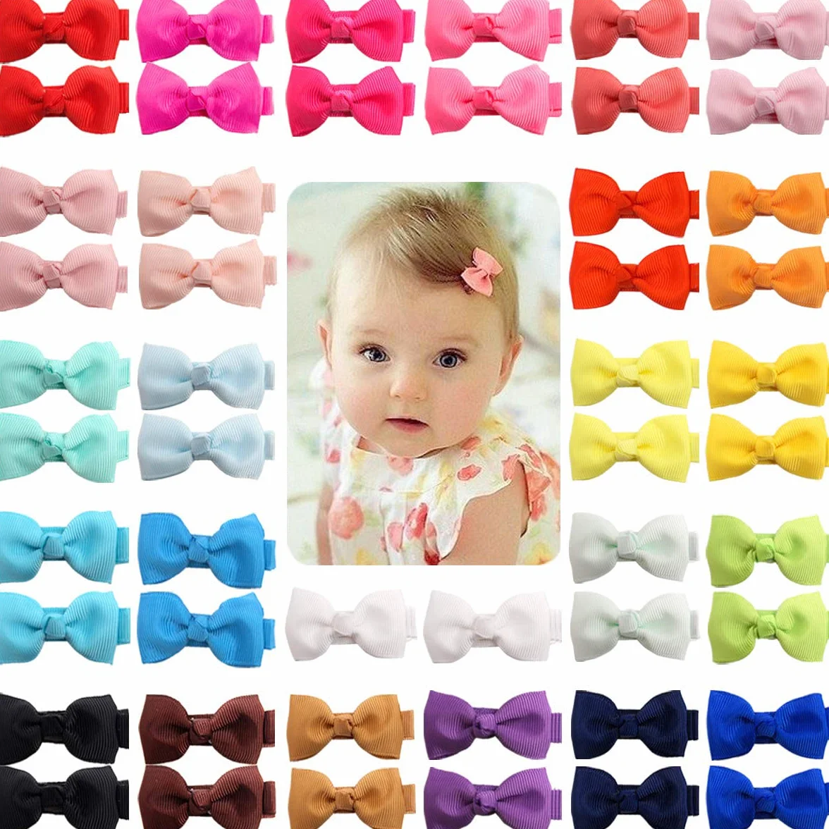 JOYOYO 50 Piezas Lazos Pelo Niña Tamaño Pequeño 5 cm Lazos de Colores, Lazos pelo bebés Pinzas de pelo para bebés