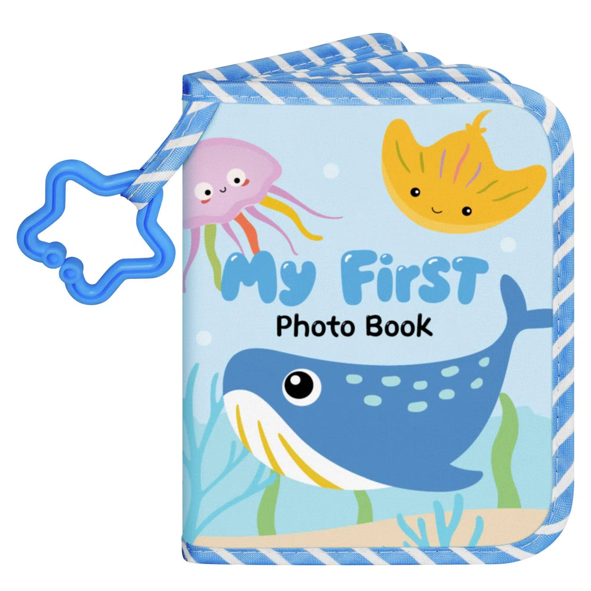 Lanpn Mi Primer Álbum de Fotos de Bebé Contiene 17 Fotos de 10x15 cm, Libro Familiar de Tela Suave con Tarjeta de Nombre y Pegatinas de Etiquetas de Nombre, Regalo de Recuerdo de Tela para Memoria de