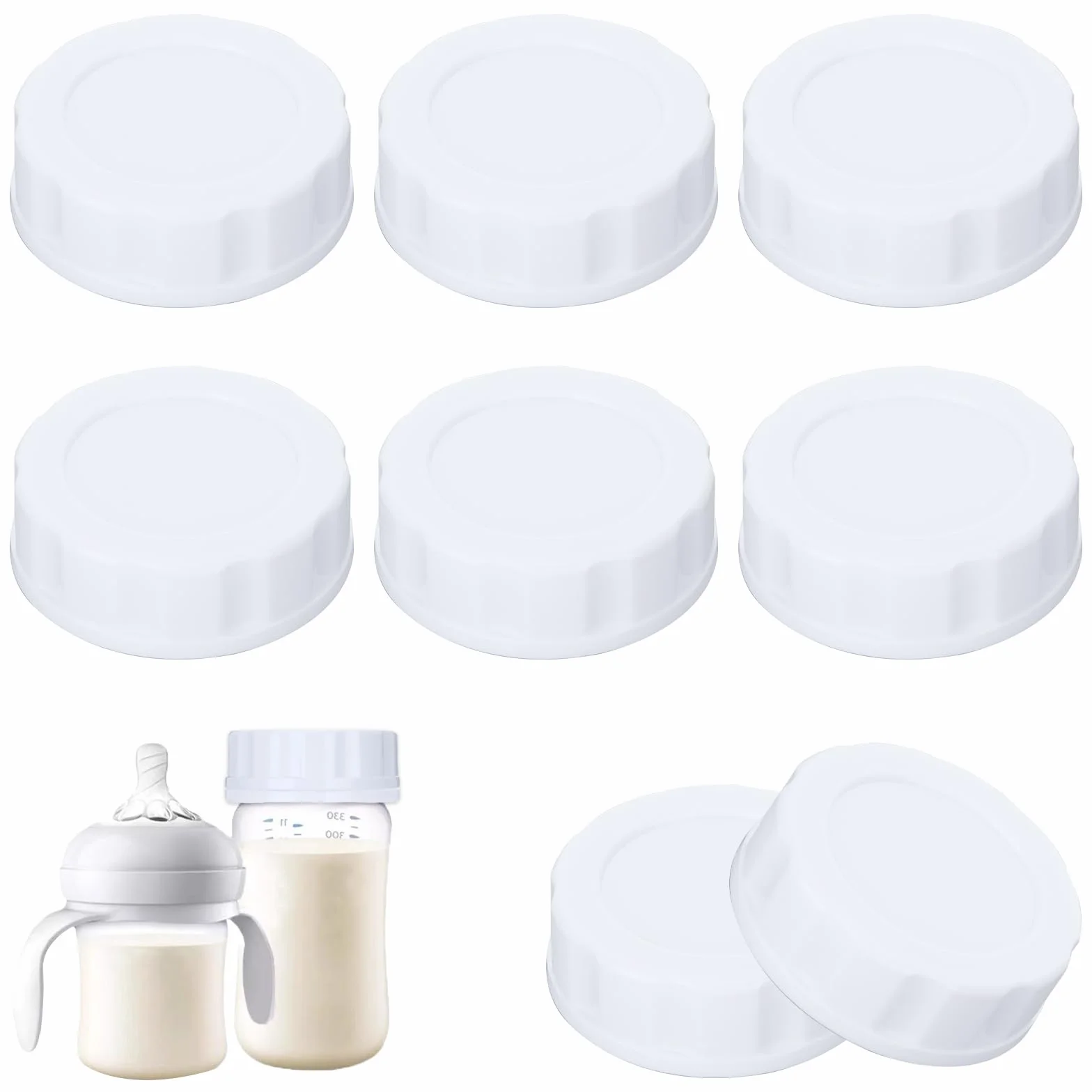 8 Piezas Tapón de Biberón para Avent, Tapón de Biberón con Anillo de Sellado, Tapón de Biberones, de Viaje Adaptado a los Biberones de Boca Ancha Avent, Blanco