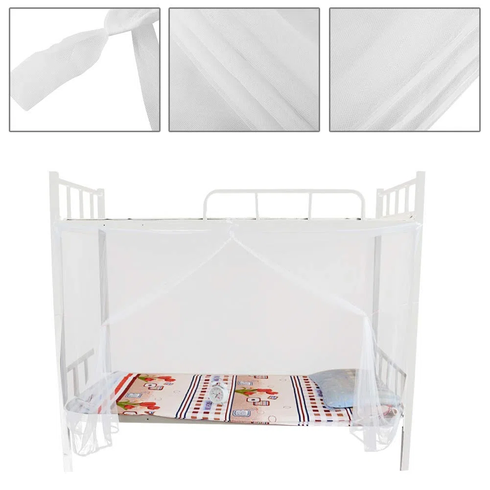 Haofy Toldo para Litera, Mosquitera para Cama, 4 Postes de Esquina, Litera, Cortina para Cama, Color Blanco (95x195x150cm)