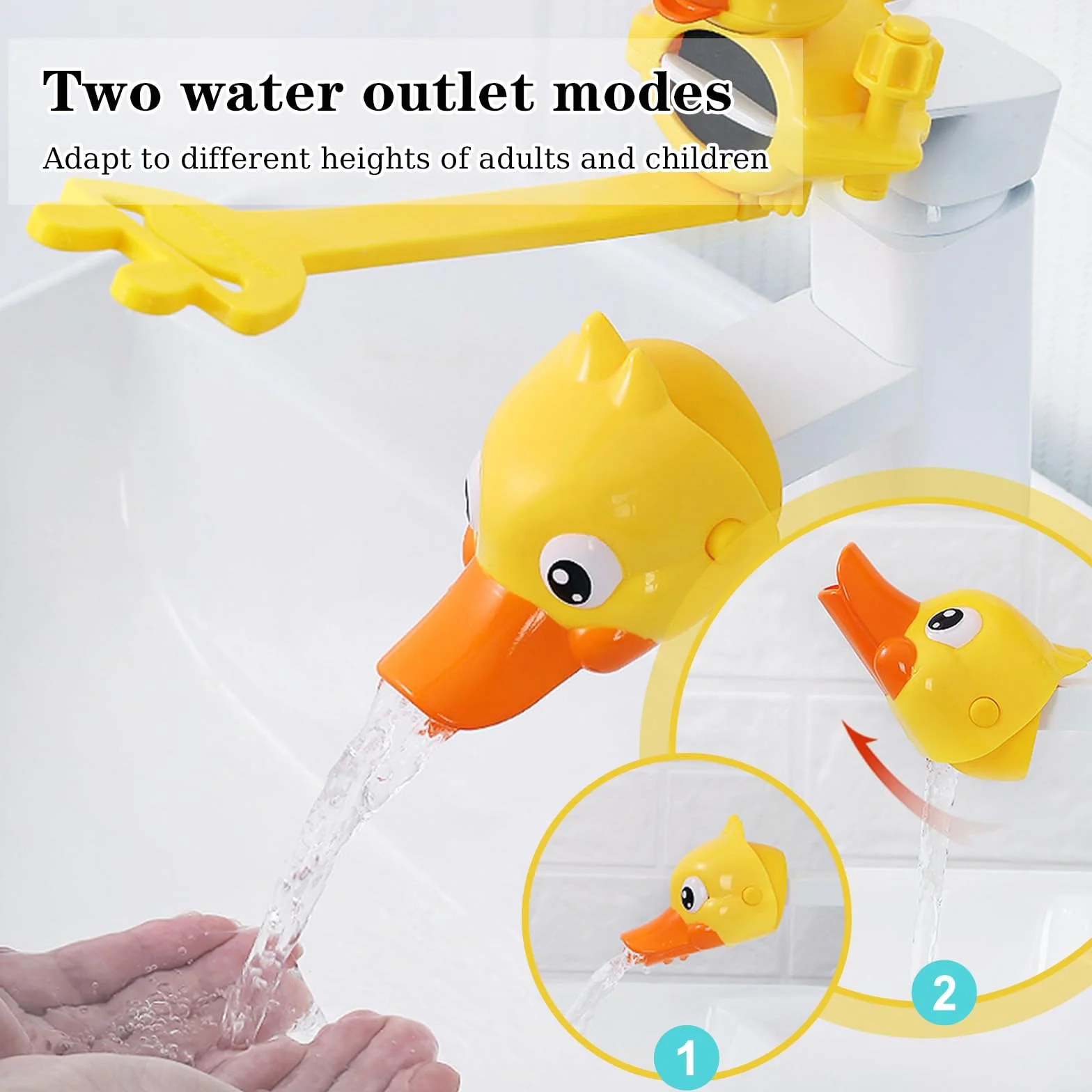 Extensor Grifo Lavabo para Niños 1 pieza Extensor de Grifo para niños Alargador Grifo Diseño en Forma de Pato Ajustable más Conveniente para que los Niños Pequeños se Laven las Manos