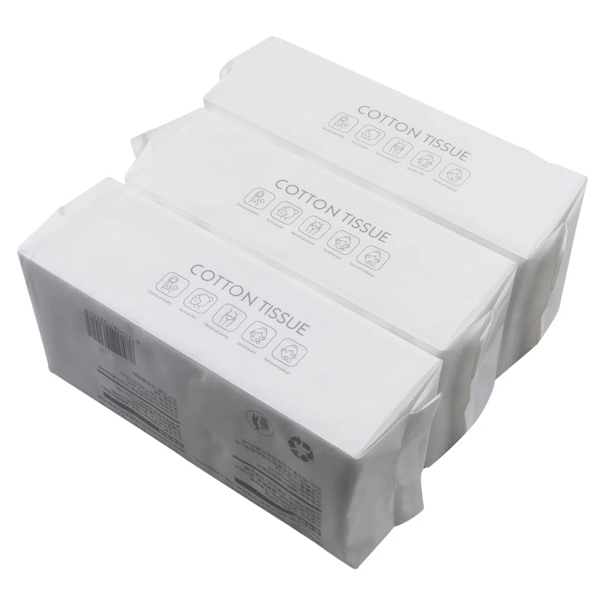 Paquete de 3 toallitas húmedas y secas de algodón; pañuelos de algodón ultra suaves para el cuidado del bebé, toallitas absorbentes para quitar maquillaje facial, ojos y esmalte de uñas, uso