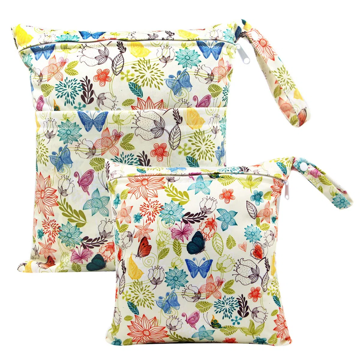 Bolsa de Pañales, 2 PCS Impermeable Reutilizable Lavable, Organizador de Maquillaje para Viajes, Playa, Piscina, Gym Con 2 Cremalleras para Mamá y Bebé (Amarillo)