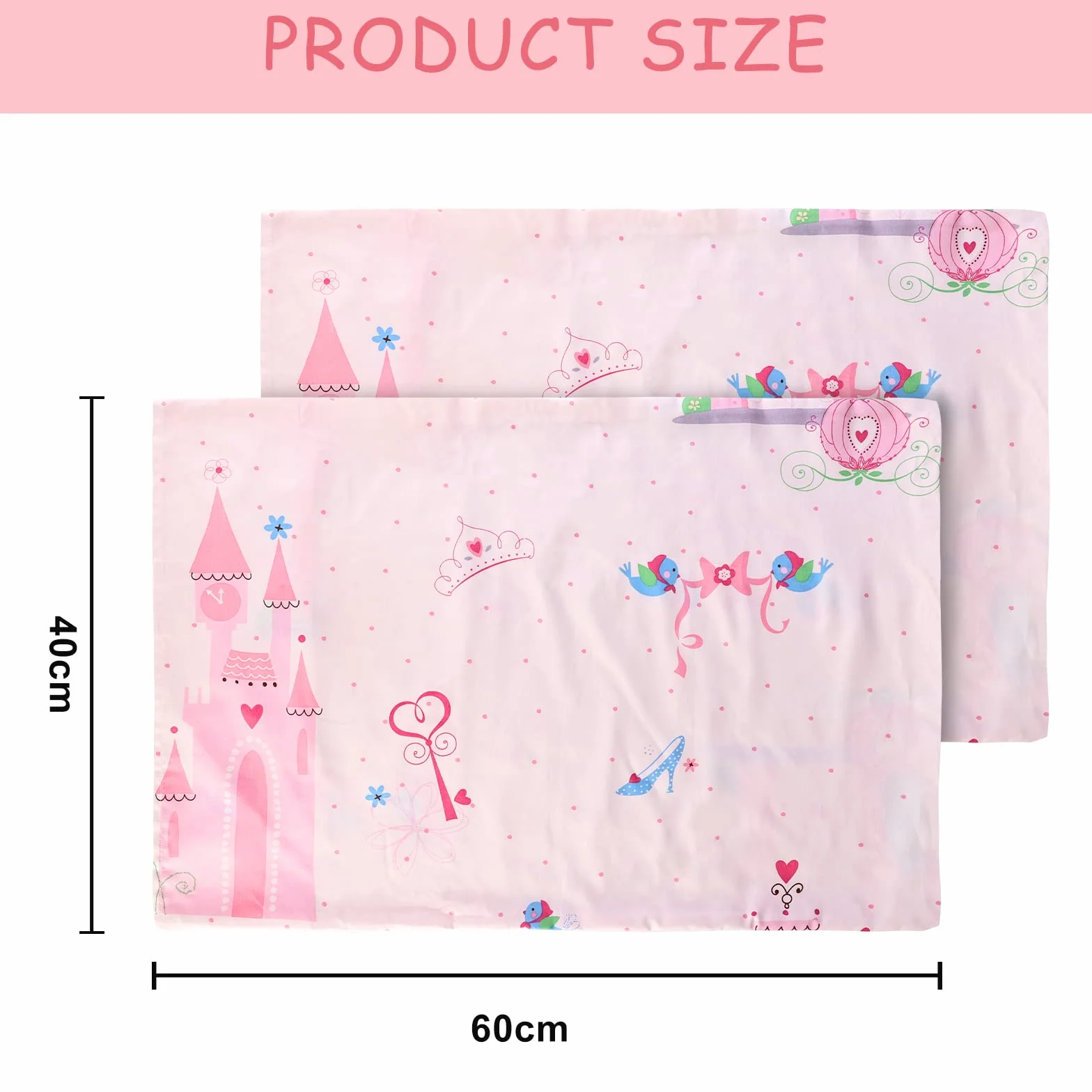 Vegena 2 Piezas Funda de Almohada de 40 x 60 cm, Fundas de Almohada para Niños, Funda de Almohada para Bebé de Algodón Suave y Transpirable, con Cierre de Sobre para Niños y Niñas