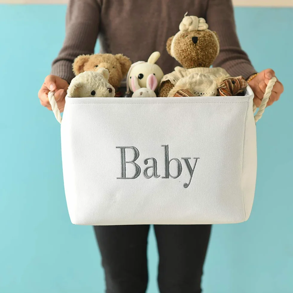 Cesto de almacenamiento para bebé, cesta de almacenamiento plegable Kallax, caja de tela, cesta grande para bebé para habitación infantil