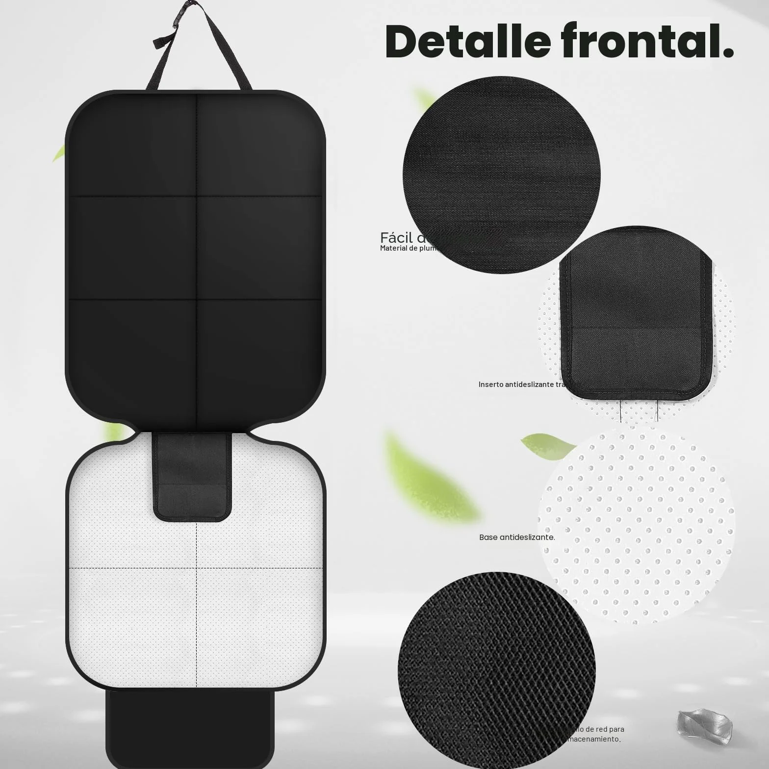 AiQInu Protector Asiento Coche Impermeable Antideslizante Compatible Niño 2 Bolsillos Almacenaje Cuero Tela
