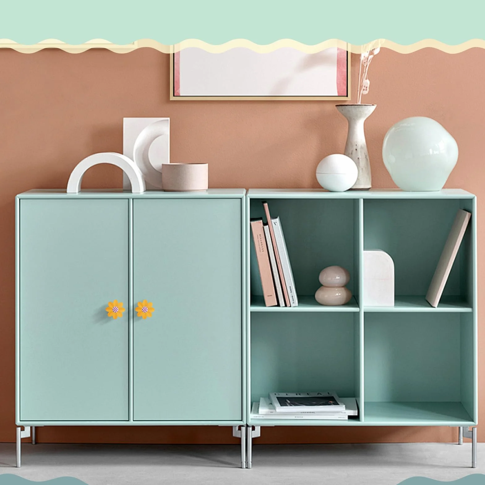 Juego de 6 pomos de goma suave para muebles de jardín de estilo místico, para niños, niñas, jóvenes, para armarios y cajones, juguetes (flores amarillas)