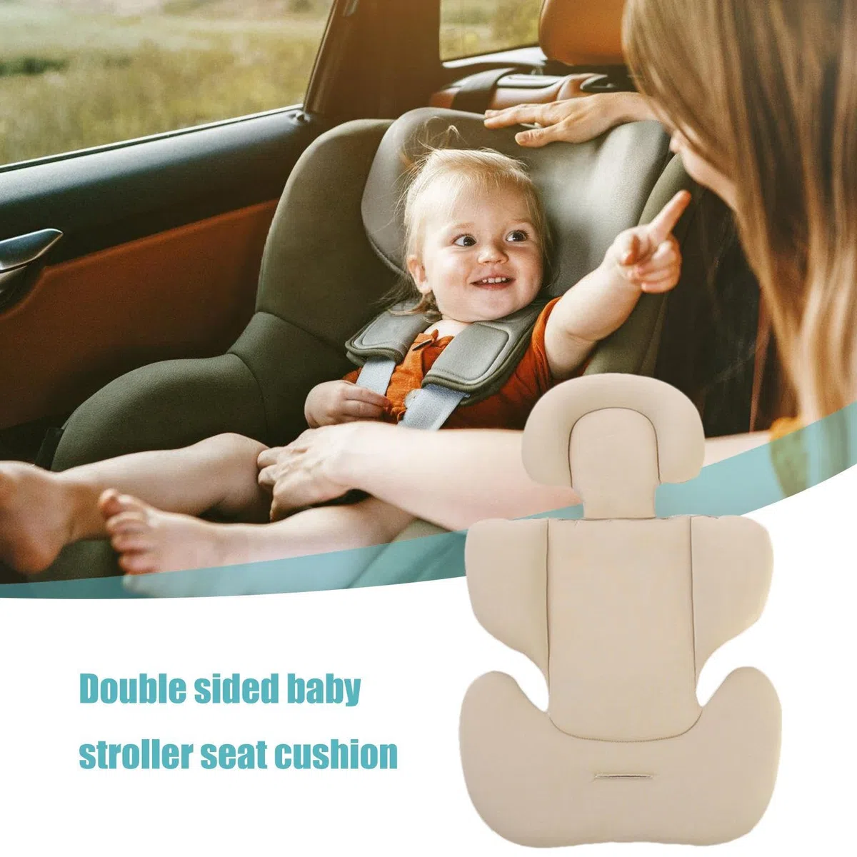 Cojín para Cochecito de bebé, cojín para Asiento de Coche para recién Nacido | Cojín Extra Suave para Asiento de Coche,Inserto de para el Cuello de la Cabeza, Soporte Corporal para