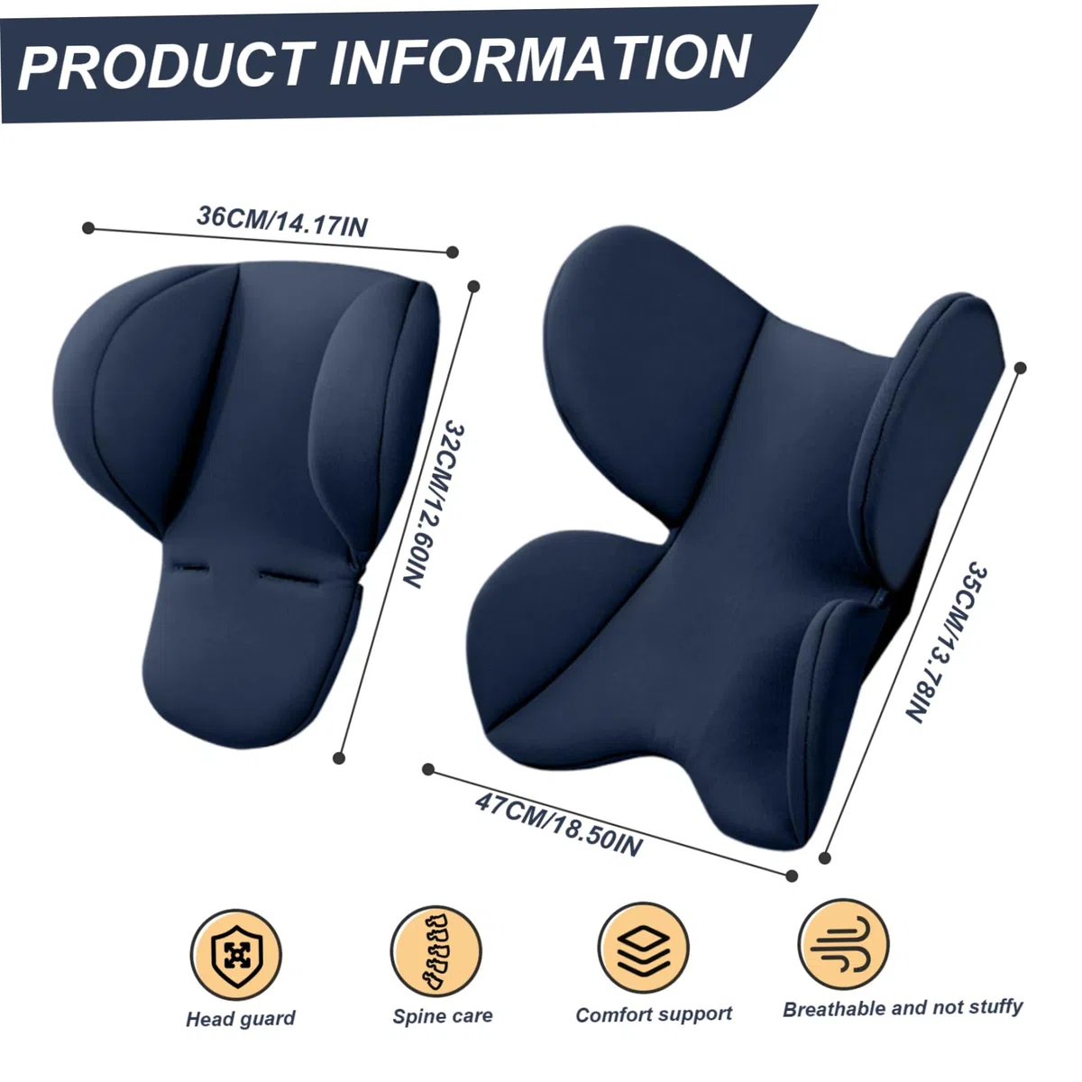 Inserto del asiento del recién nacido, inserto de carro infantil suave y cómodo de 2 piezas y soporte para la cabeza con orificio cinturón de seguridad para asientos de bebés, cochecitos, tr
