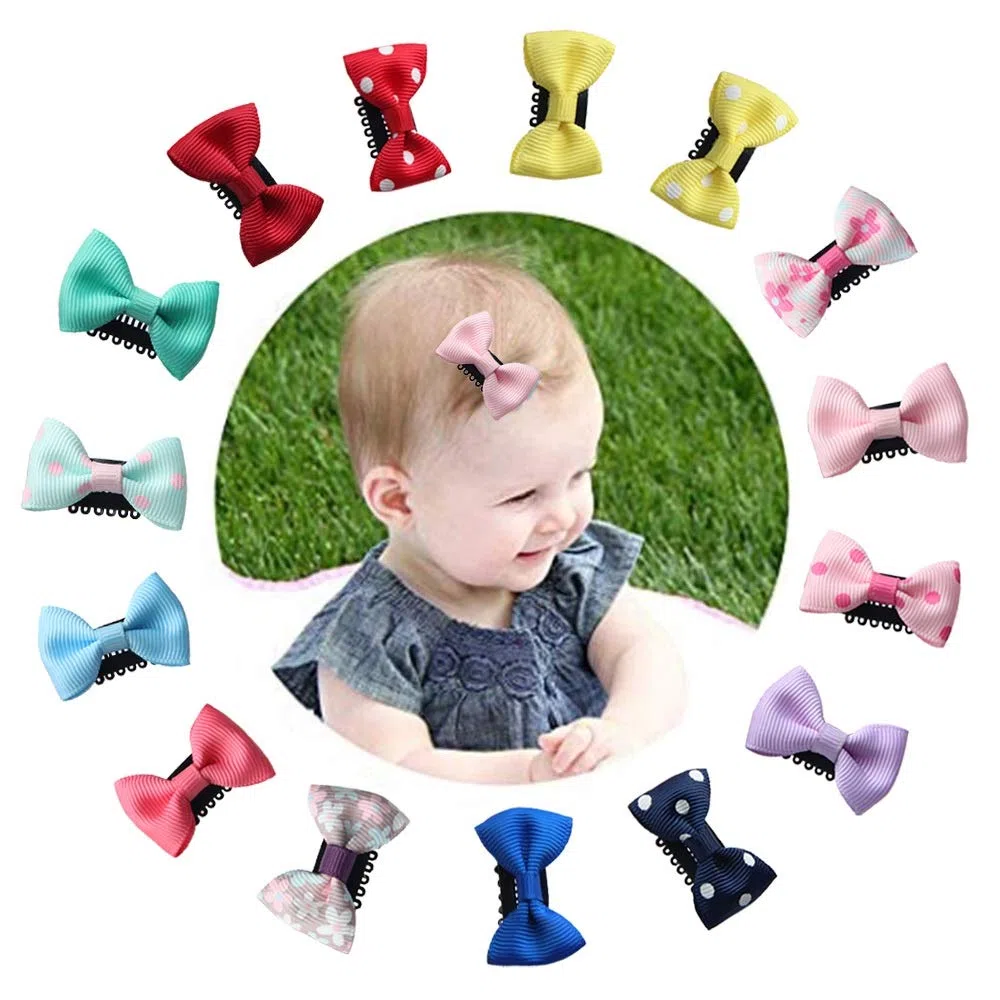 Pinzas de Pelo, Clip de Pelo del Bowknot de Cinta de Grosgrain Horquillas pelo para Niñas/Bebés(15Pcs)