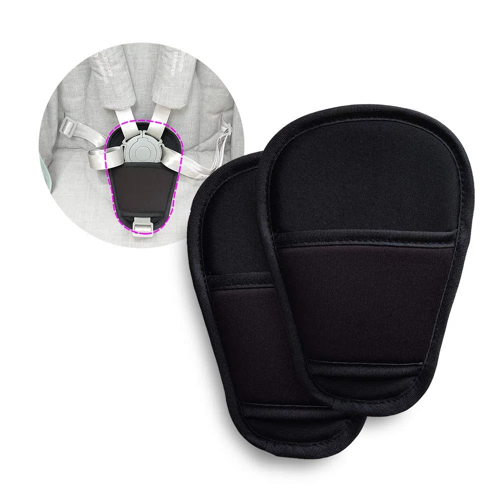SeedFuture Bebé Cojín para la Entrepierna del Cinturón de Seguridad Negro 2 Piezas, Universal Almohadillas para el Cinturón, Fundas de Cinturón de Seguridad