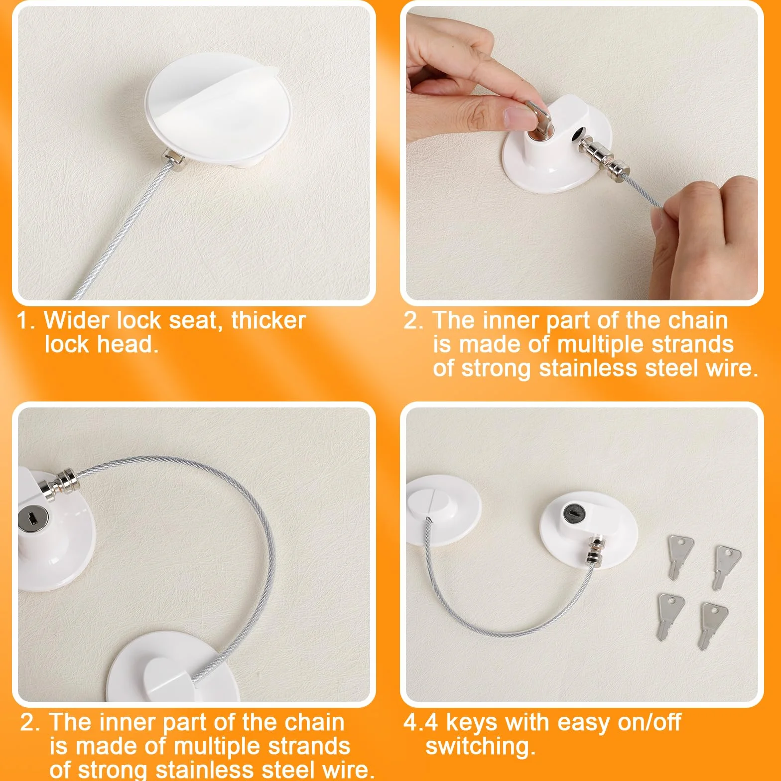 Romon Cerradura Para Puerta De Frigoríficoe 4 Pcs, Seguridad Puertas Niños Con 8 Llaves, Para Puertas, Ventanas Y Frigoríficos, Cajones, Lavadoras, Armarios, Con Un Enfoque En La Seguridad De Los Niño