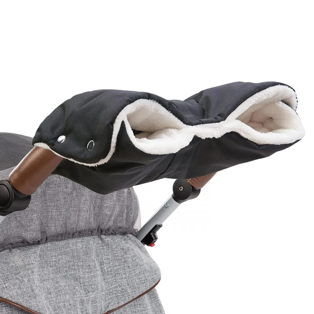 Guantes de Silla de Paseo, Manoplas Impermeables a Prueba de Viento, Extra Grueso Cálido para Invierno, Cochecito de Bebé, para Todos los Cochecitos (Negro)