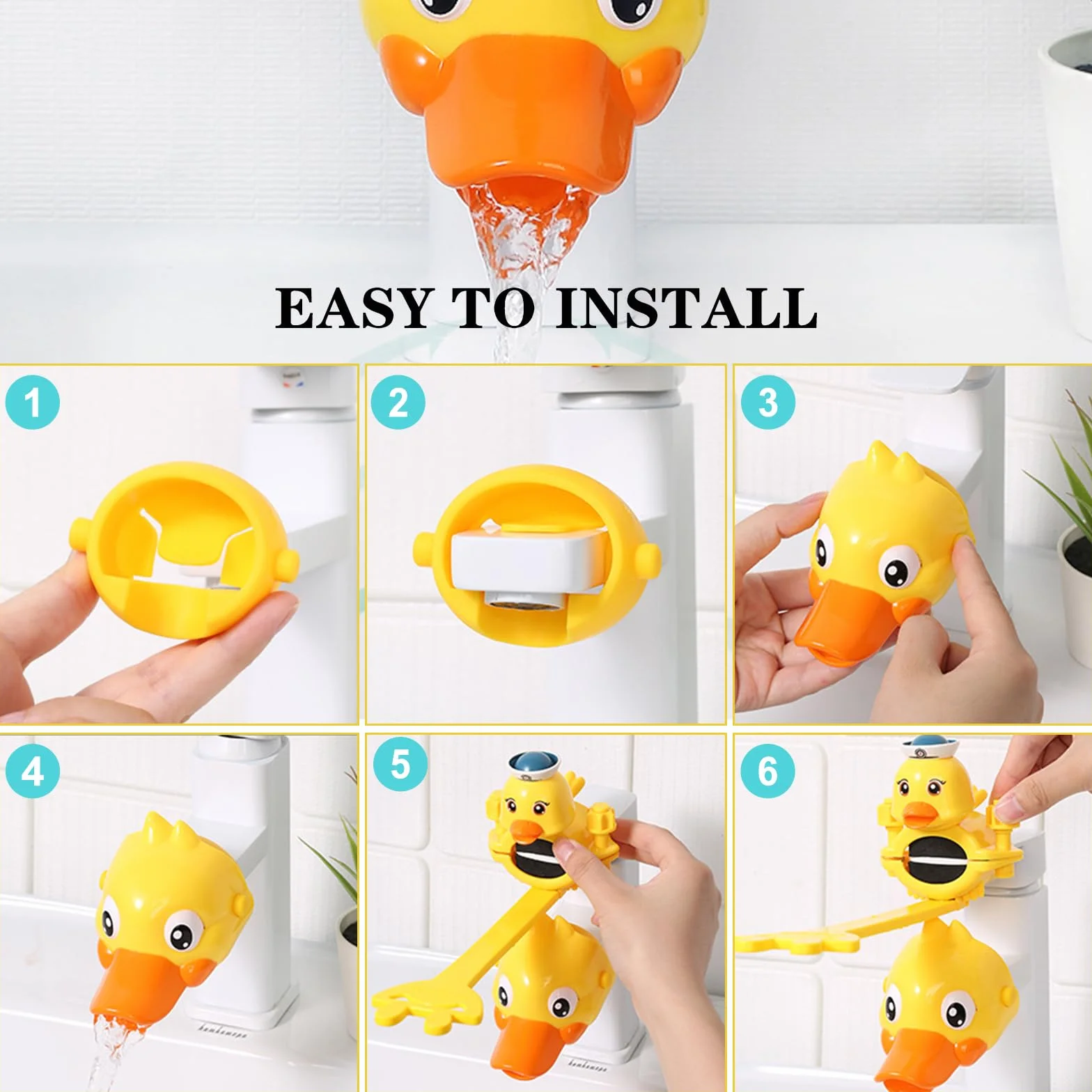 Extensor Grifo Lavabo para Niños 1 pieza Extensor de Grifo para niños Alargador Grifo Diseño en Forma de Pato Ajustable más Conveniente para que los Niños Pequeños se Laven las Manos