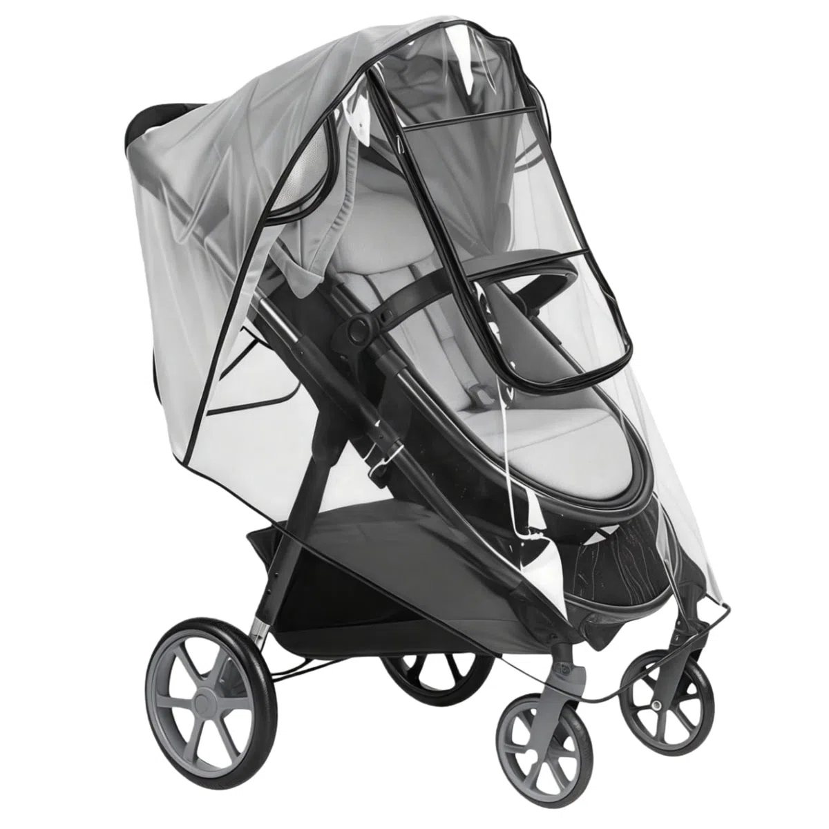Plastico Lluvia Silla Paseo Universal, Protector Lluvia Carro Bebe Universal, Stroller Rain Cover con ventana de contacto y cremallera, Resistente al viento y a la lluvia, sin contaminantes