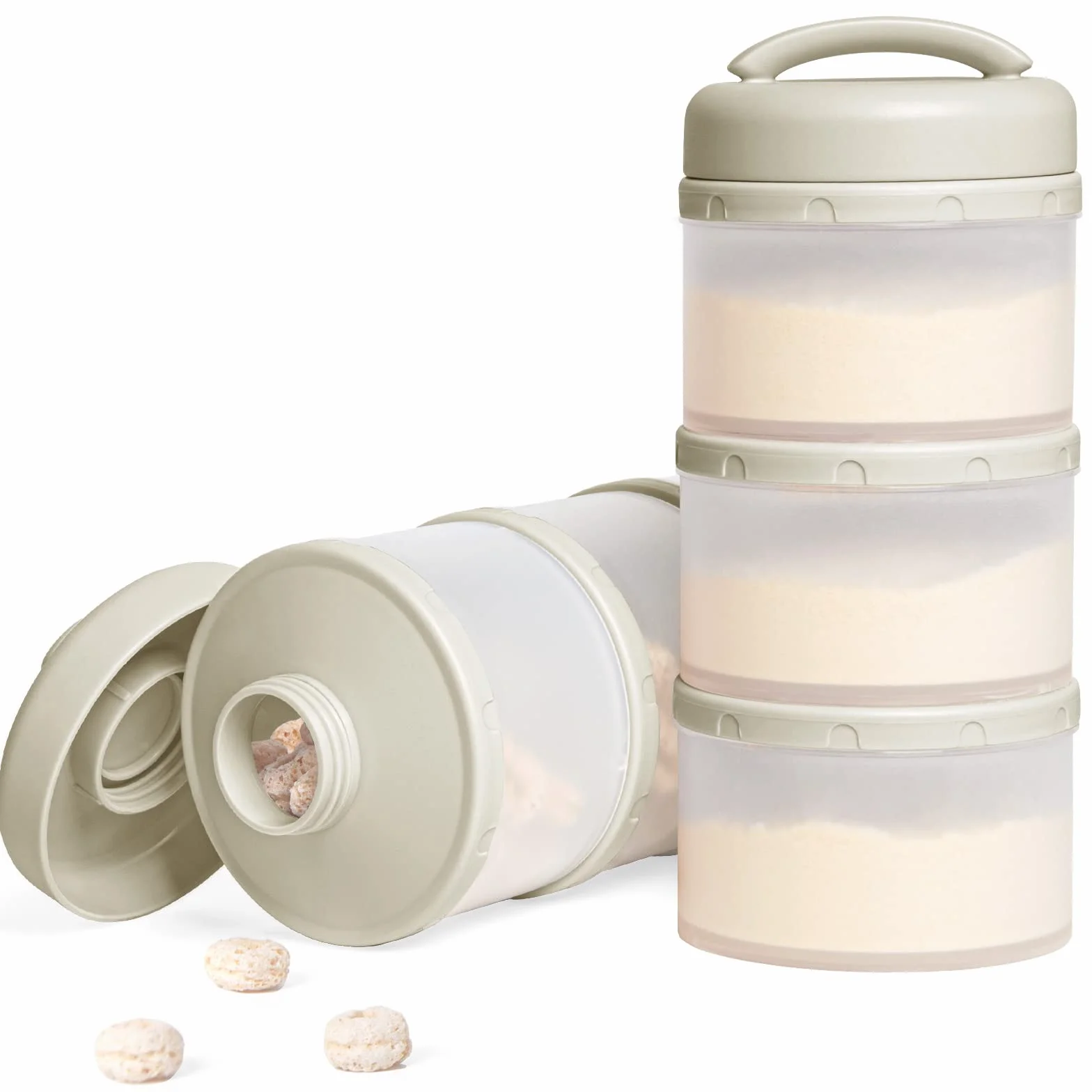 Termichy Apilable Dispensador Leche en Polvo Bebé y Cereales, 2 Paquetes (gris cálido)