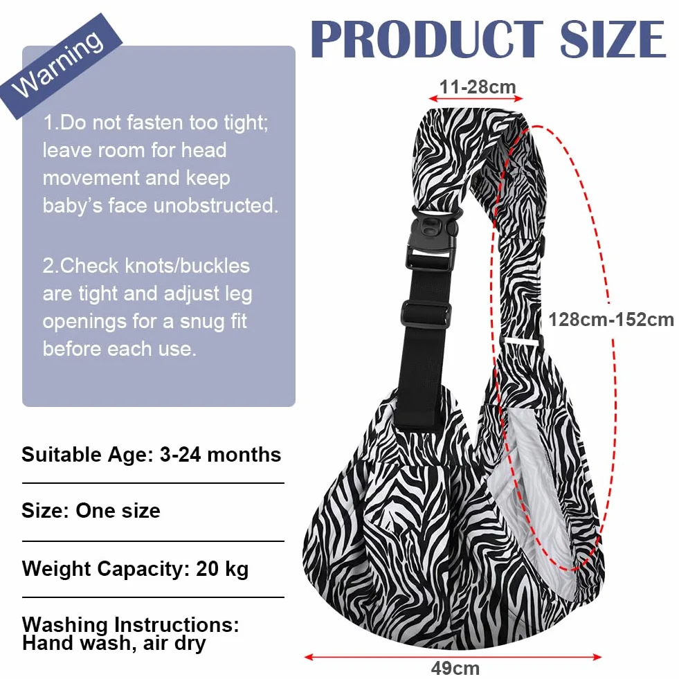 Portabebés Portátil para Bebés, Ergonómico Porteadores para Bebés de 3 a 24 Meses Manos Libres Triple Protección Ensanchado y Engrosado Hasta 20 KG Ajustable Transpirable Baby Carrier Rayas