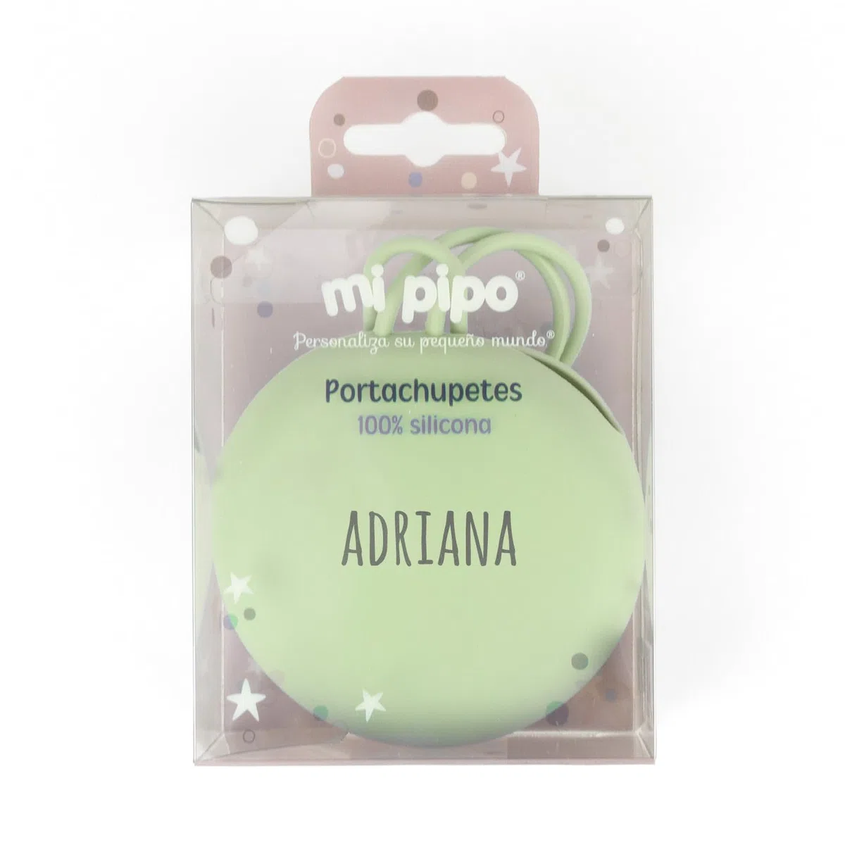 Portachupete Bebe Personalizado Gummy | Caja Chupetes bebes Silicona de Grado Alimentario, Libre de BPA, Seguro | Personalizado con Nombre, Para 2 Chupetes, Fácil de Limpiar | Verde Soft