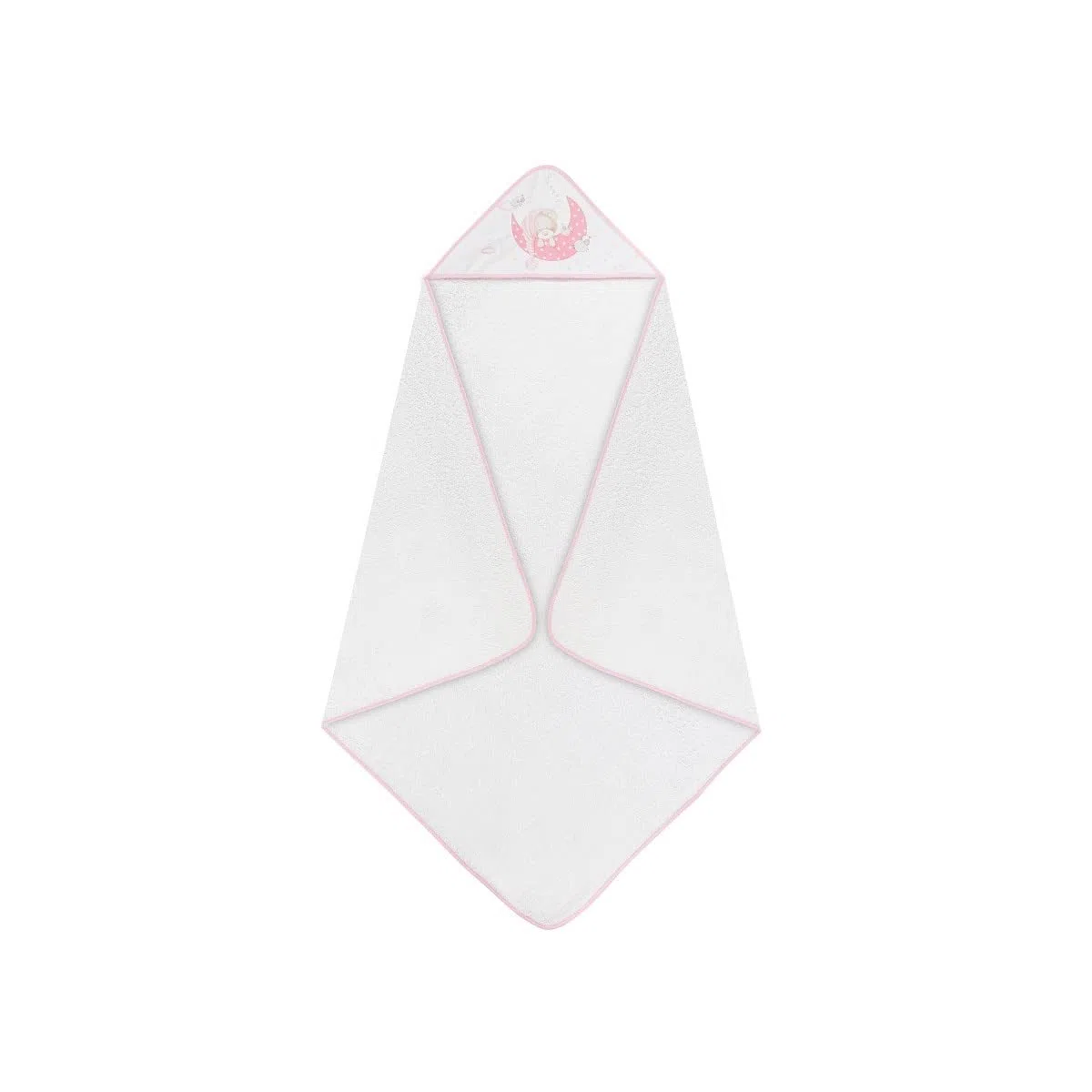 Interbaby - Capa de Baño Bebe Blanco/Rosa | Toalla Bebe con Capucha 100% Algodón, 100x100cm, Unisex | Suave, Cómoda, Secado Rápido | Ideal Recién Nacidos, Bebes y Niños Pequeños | Diseño Bear Sleeping
