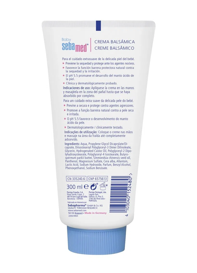 Sebamed Baby Crema Balsámica, con Pantenol para el Cuidado Diario de la Zona del Pañal del Bebé, Piel Delicada