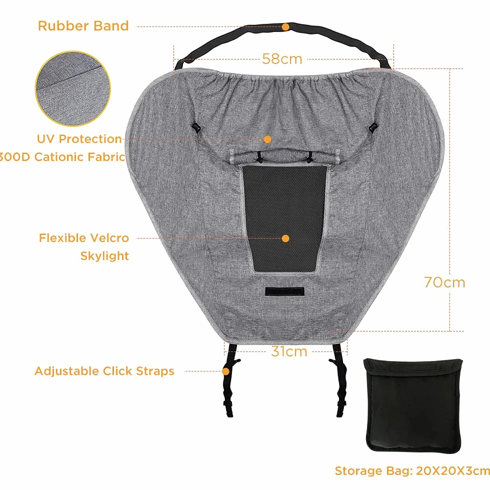 WD&CD Parasoles para Silla de Paseo, Impermeable Funda para Cochecito de Bebé, Toldo Oscuro Universal para Bebés Cochecitos- Parasol Ajustable con Protección UV 50+, Gris
