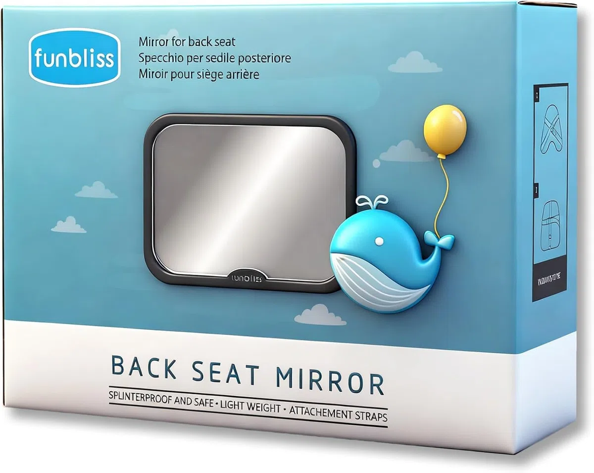 Espejo Coche Bebé, No Requiere Montaje，Espejo Retrovisor Coche Bebé, 360° Ajustable, Gran Tamaño, Irrompible