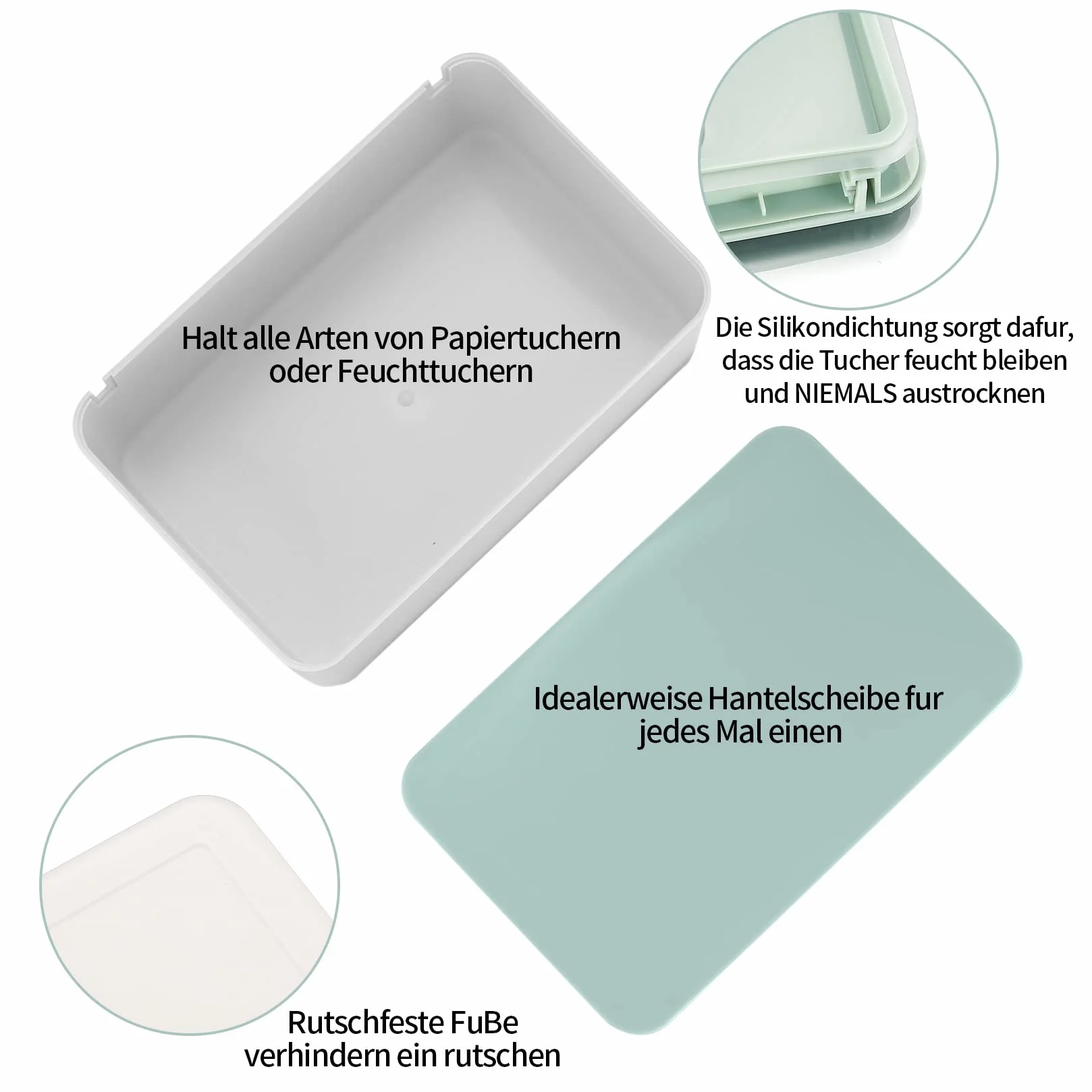 2 Piezas Caja para Toallitas Húmedas, Dispensador de Toallitas de Pañal Caja, Caja de Pañuelos, Caja de Servilletas con Tapa, Pañuelos Húmedos Mojado Tejido Caja