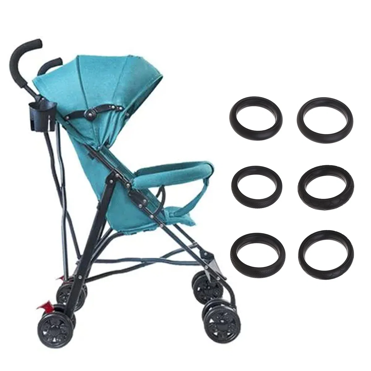 Neumático exterior de repuesto para carrito de neumáticos sin cámara, elástico de larga duración, accesorios de rueda para cochecitos, resistencia al desgaste