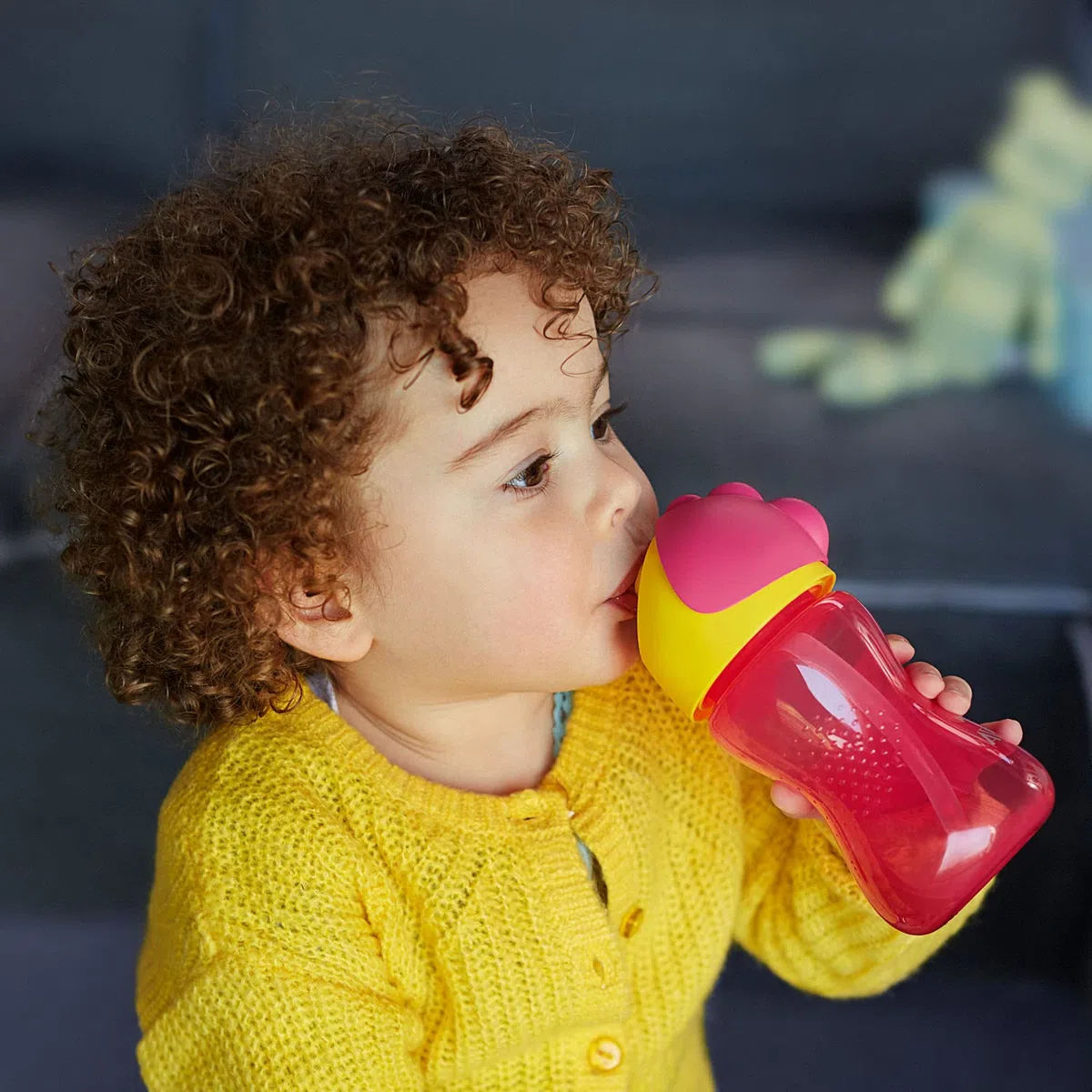 Philips Taza sin mango con pajita de Philips AVENT, 12 meses+, 300 ml, Rosa y Amarillo