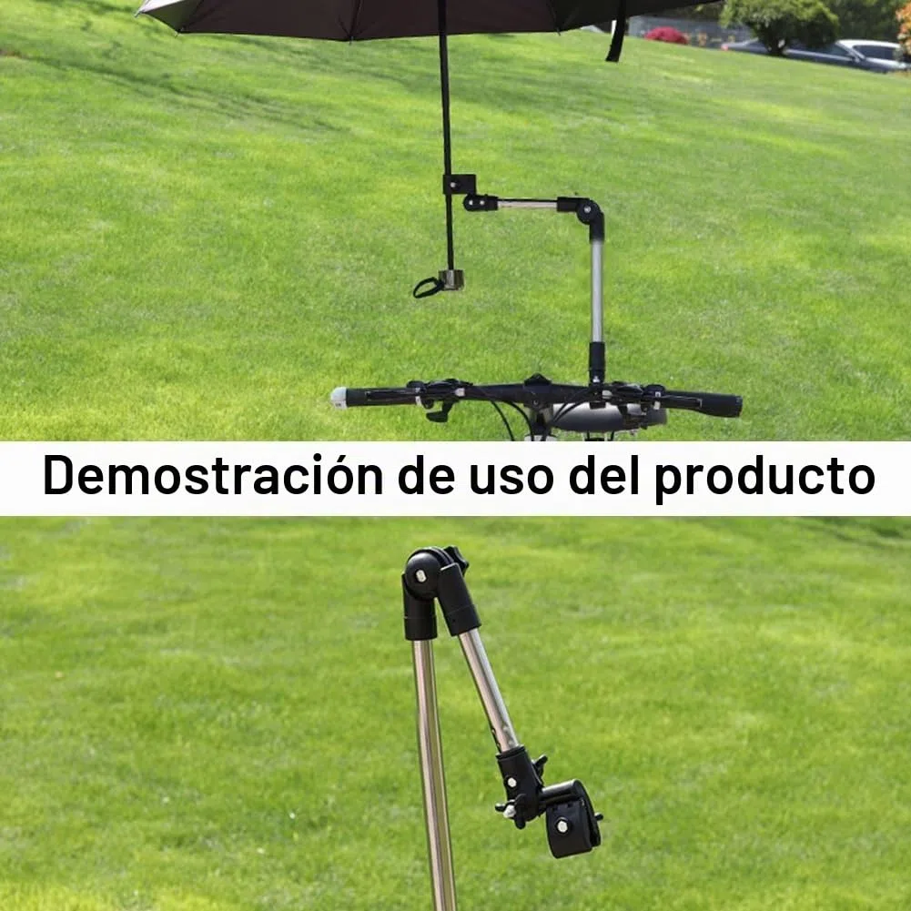Inoxidable Soporte de Paraguas,Soporte de Montaje de Paraguas,Paraguas Manillar Soporte,Ajustable de 360°,Plegable,Soporte para Barra de Paraguas de Bicicleta para Cochecito de Bebé Sillas de Ruedas