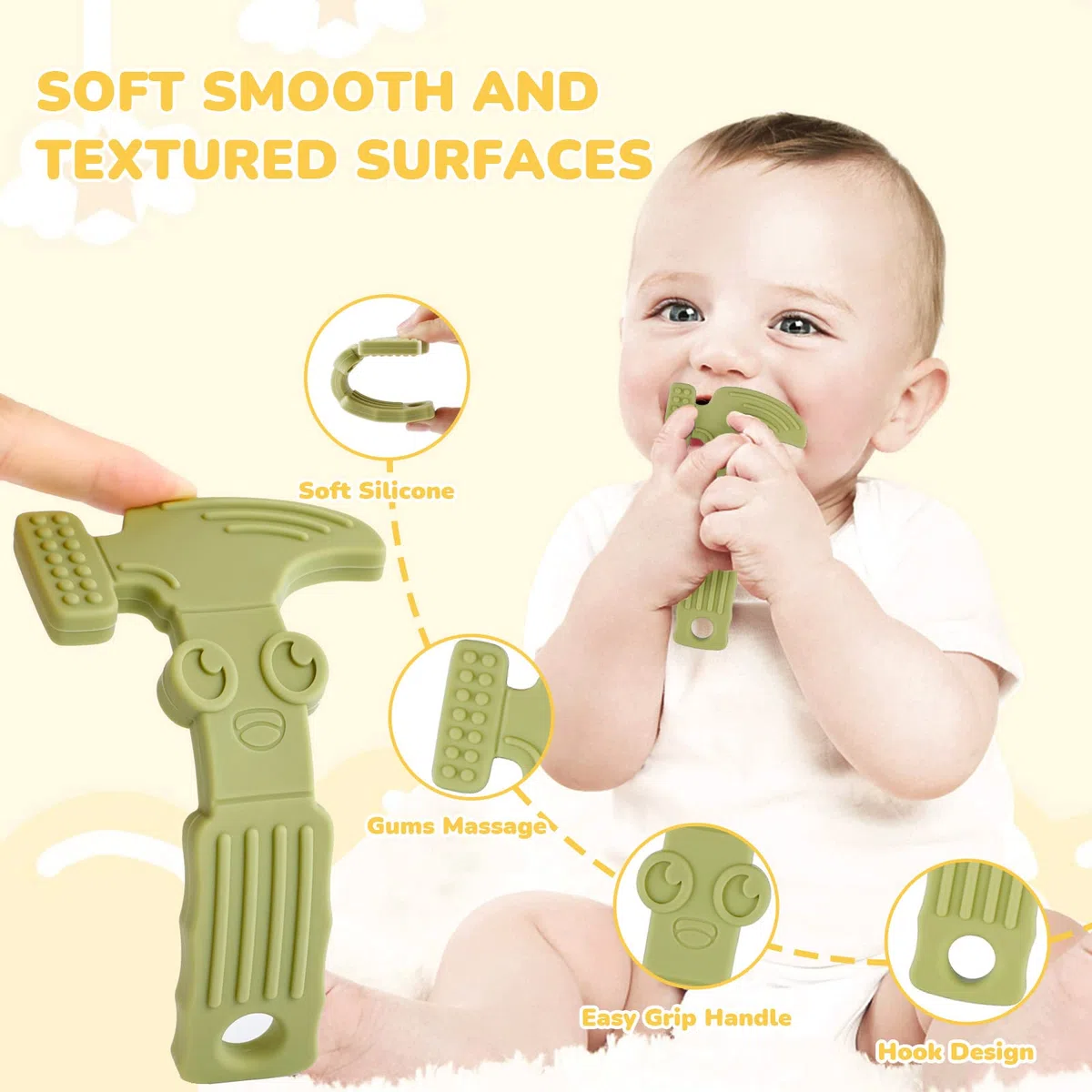 TYRY.HU Mordedor Bebe Refrigerante Juguetes de Dentición Silicona para 3 Meses sin BPA Aliviar El Dolor De Encías Niños y Niñas(A)