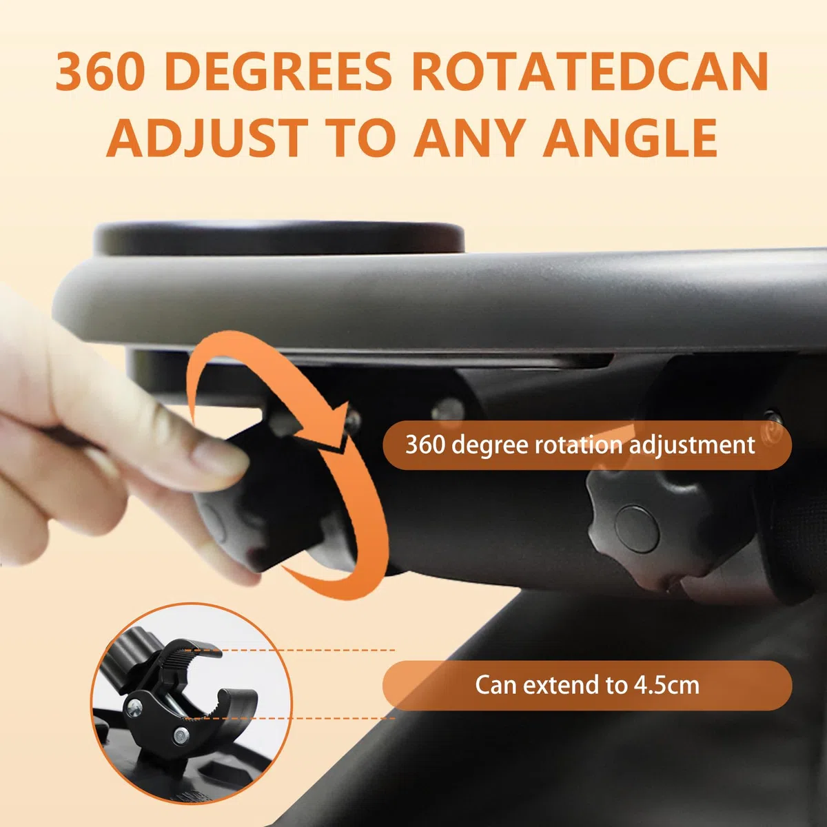 Bandeja Universal para Cochecito 3 en 1, Portavasos Carrito Bebe con Bandeja para Snacks, Accesorios Carro Bebe Giratoria de 360 Grados Adecuado para Cochecitos Actividades al Aire Libre