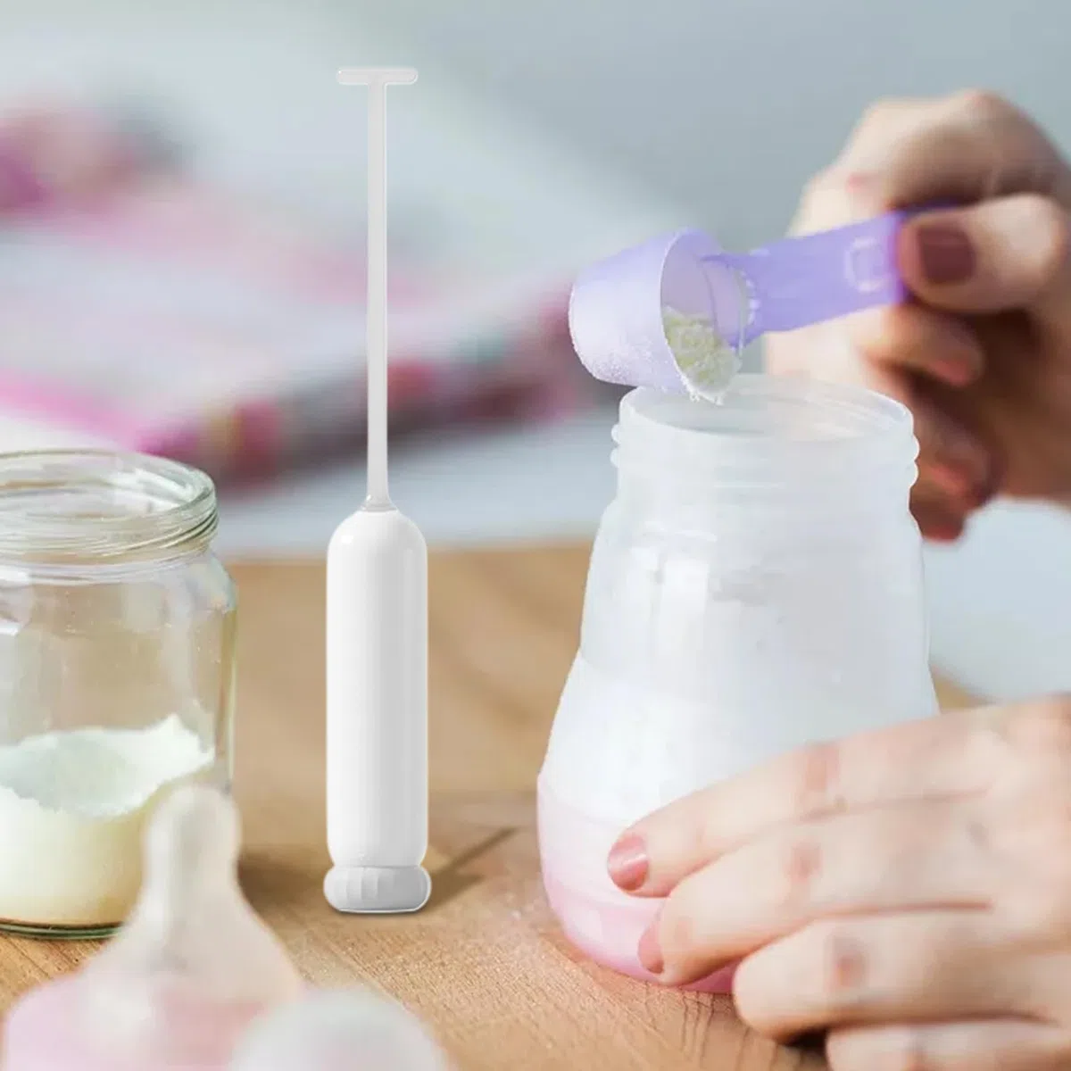 Mezclador de leche de fórmula: batidora de biberones a pilas, práctica herramienta de preparación de comidas para bebés | Mezclador de polvo compacto para preparación de leche de fórmula para recién