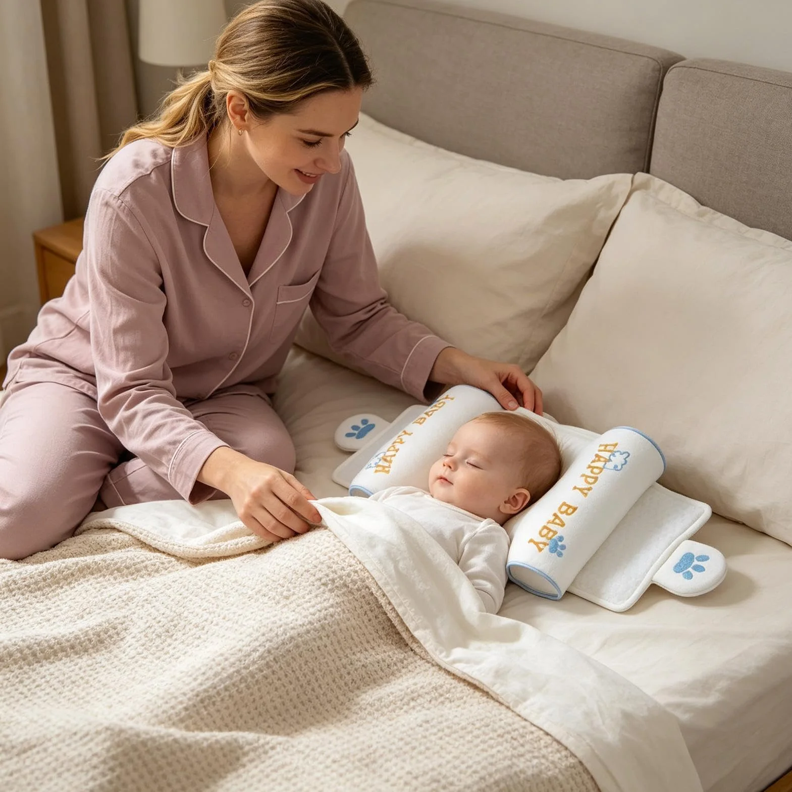 Almohada Anti Cabeza Plana - Soporte Cervical Ergonómico Suave Y Portátil,Almohada De Soporte De Cabeza Para Niños Para Dormir,Para Hogar, Silla De Coche, Carrito, Dormitorio, Cuarto Bebé,