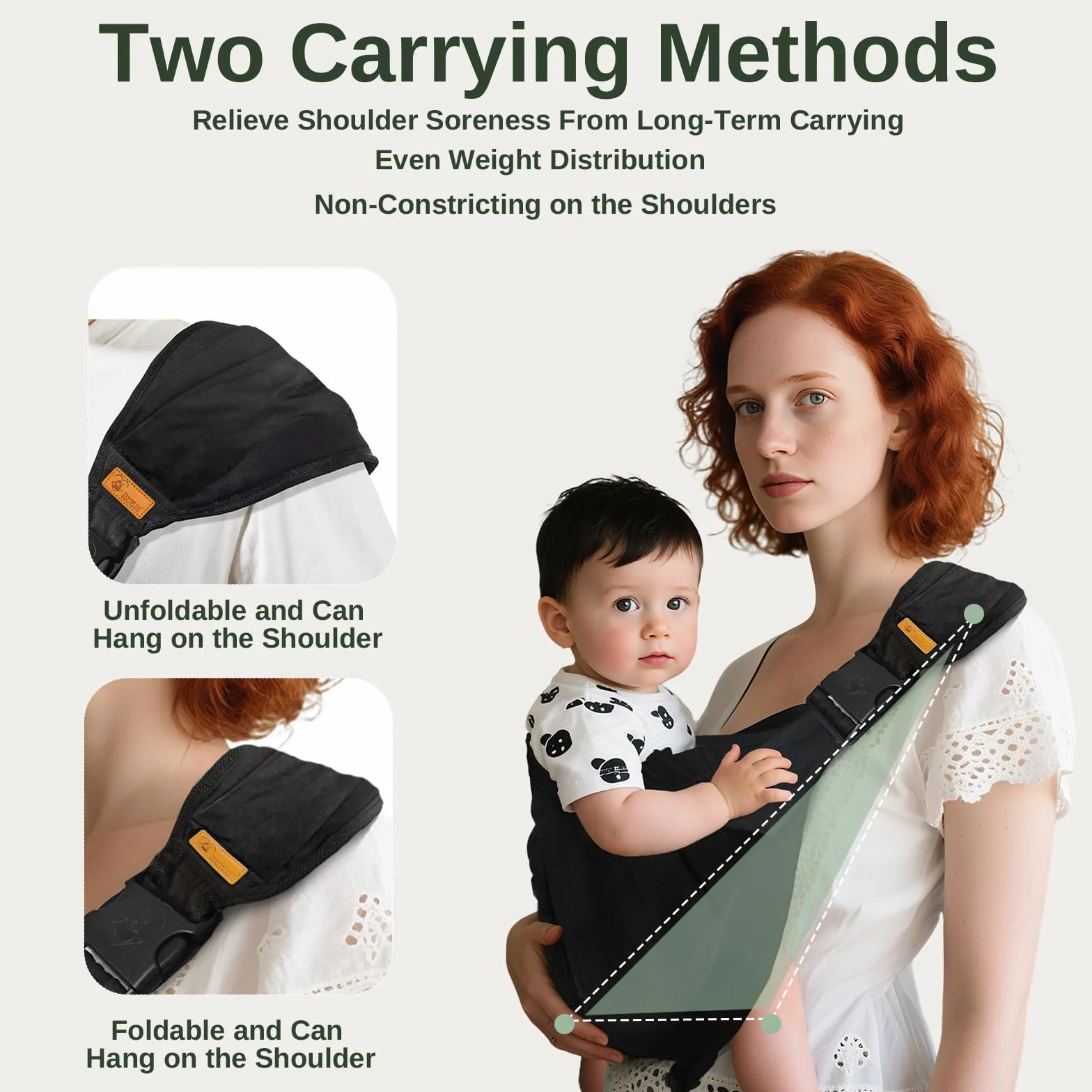 PortabebéS Ajustable, Fular Portabebe Lateral, Portabebés Ergonómico Portátil, Porta Bebes De 0 A 36 Meses, Carga MáXima: 25 Kg (Negro)
