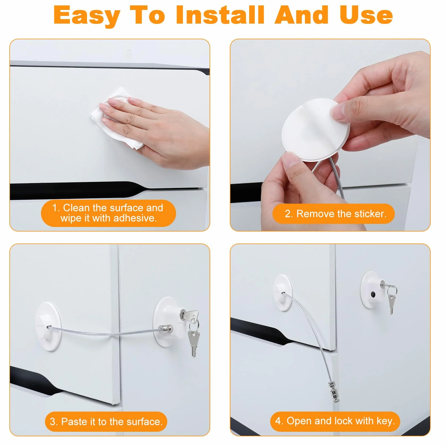 Romon Cerradura Para Puerta De Frigoríficoe 4 Pcs, Seguridad Puertas Niños Con 8 Llaves, Para Puertas, Ventanas Y Frigoríficos, Cajones, Lavadoras, Armarios, Con Un Enfoque En La Seguridad De Los Niño