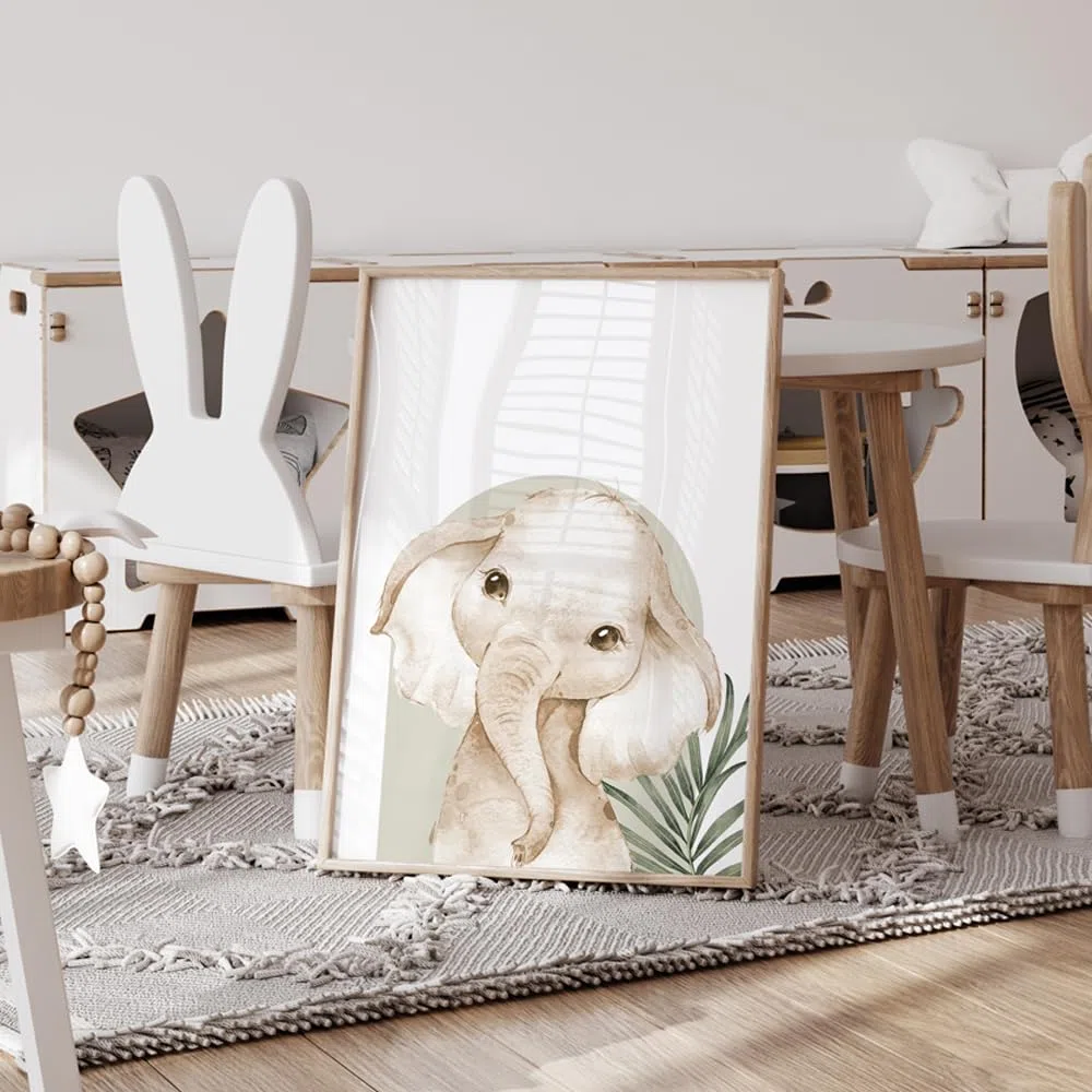 3 Laminas Animales Infantiles Personalizadas 30X40CM Poster Habitacion Bebe Cuadros Safari Infantil Niño Beige Verde Lienzo Infantil Selve Laminas Animales Salvajes Bebe Niño Habitacion sin Marco