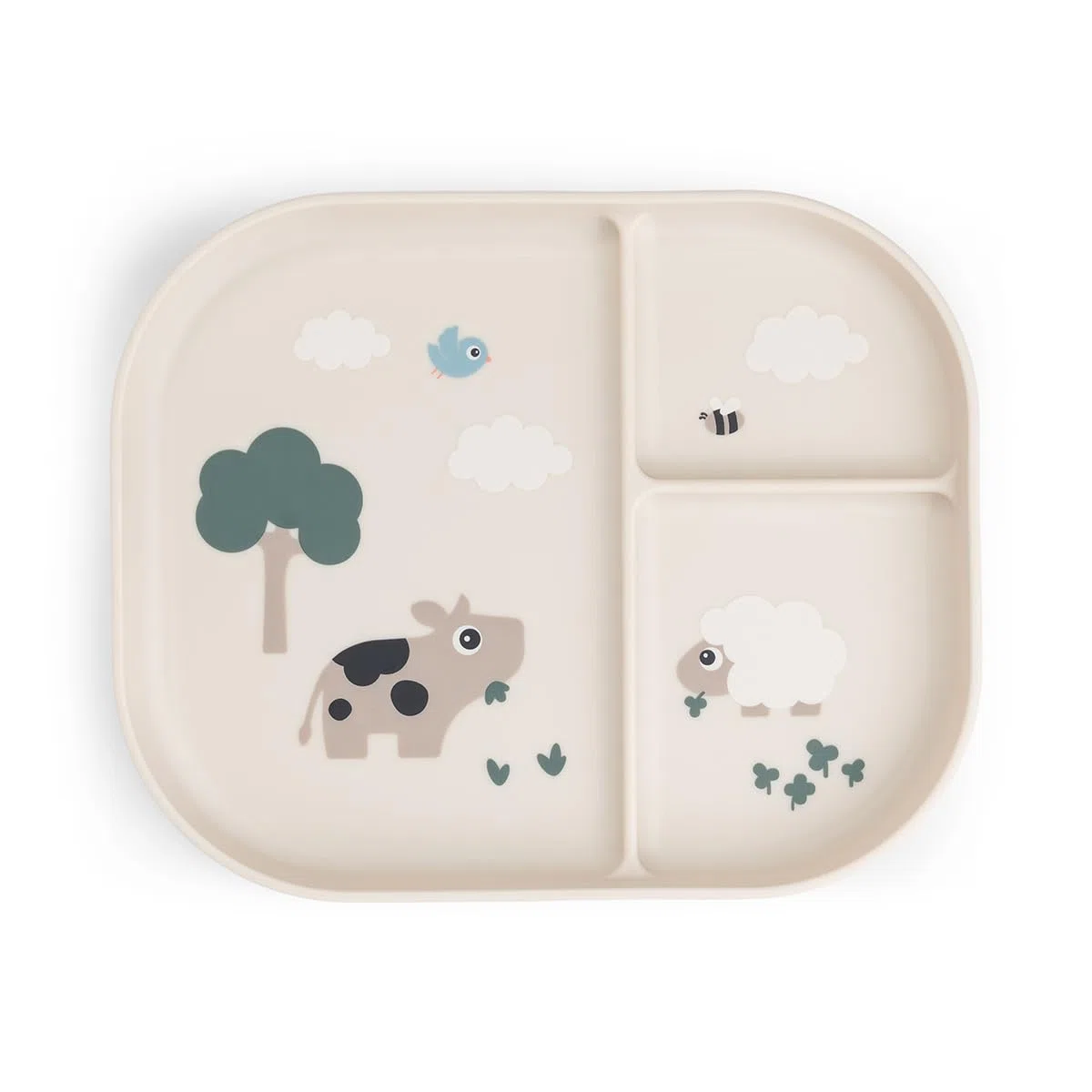 Done by Deer Plato Bebe - Vajilla Infantil con Compartimentos Foodie - Plato Antideslizante para Bebés y Niños, Apto para Microondas y Lavavajillas - sin BPA - 22 x 18 x 2 cm